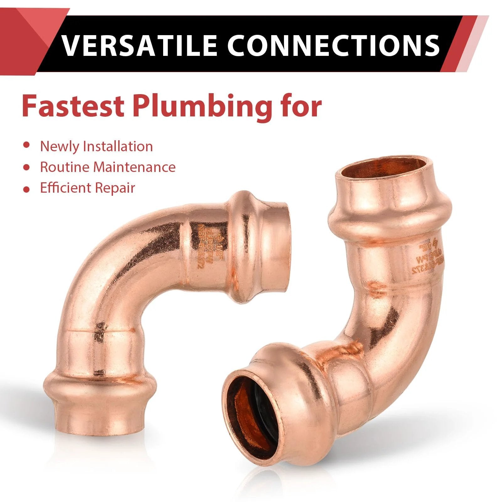 Pack Of 10 Copper Press Fit 90 Degree Elbow Fittings For One Half Inch Copper Tube Connections Pro Pack LBP Design Direct