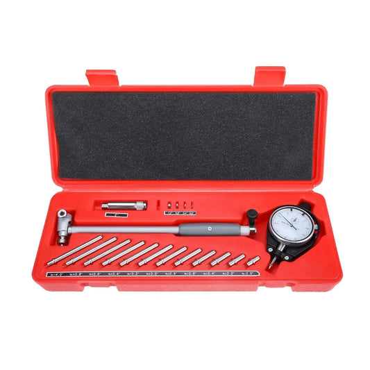 2-6 Inch Bore Gauge With 0.001 Inch Deep Measurement For Engine Holes And Cylinder Sizing in red carrying case, front view