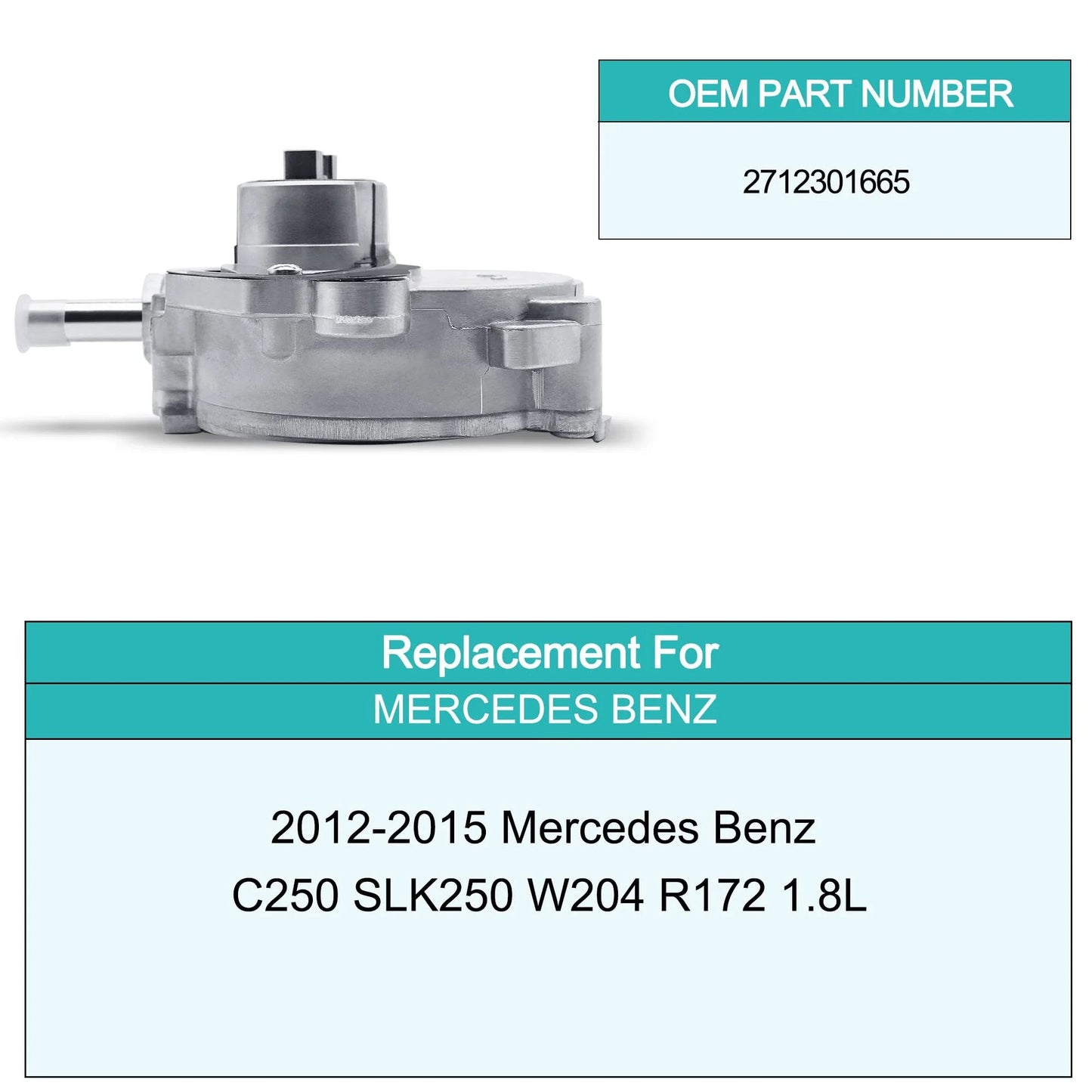 Vacuum Pump OE Replacement For Mercedes C250 SLK250 W204 R172 1.8L Engine, Durable Metal Construction, OEM Part 2712301665