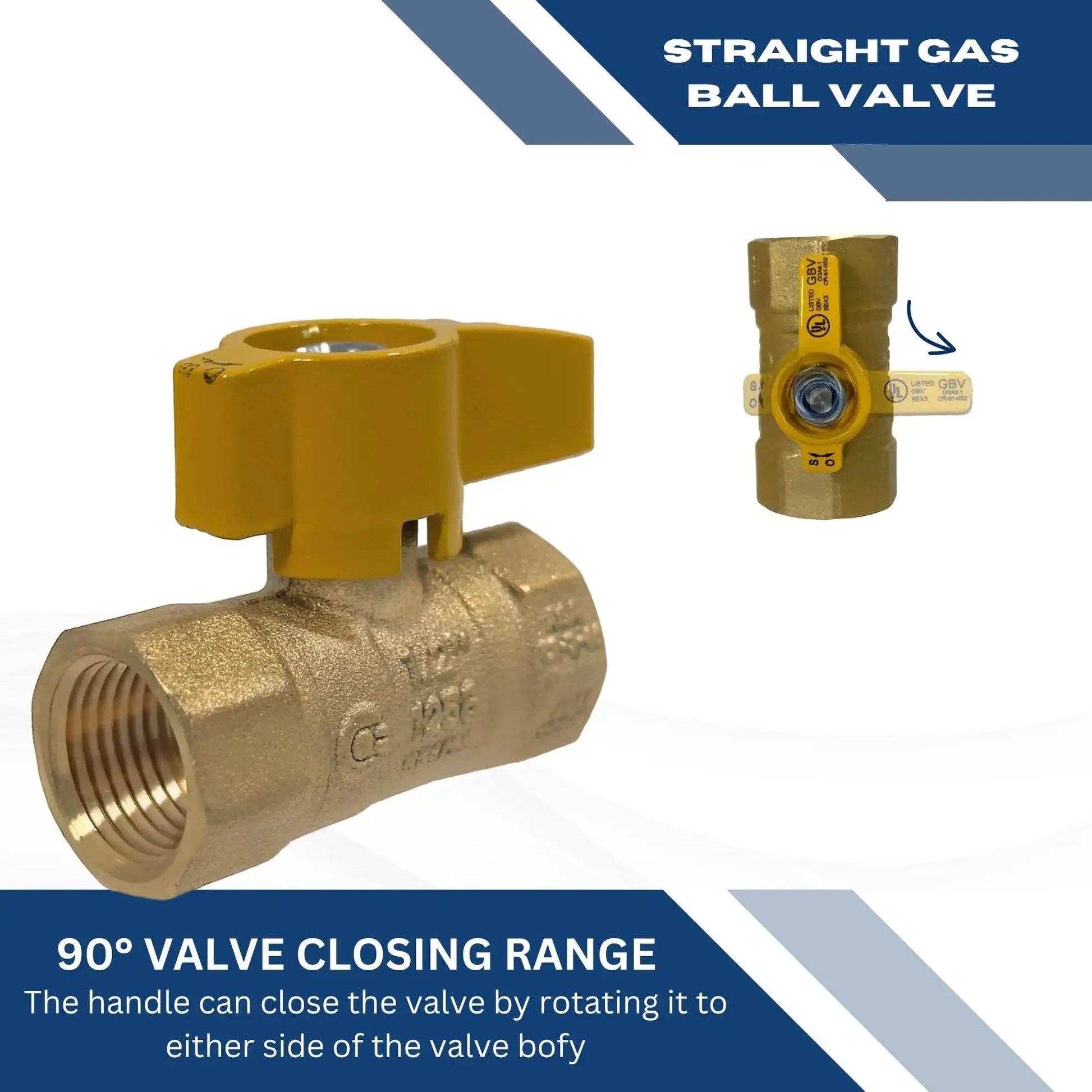 Go To 10 Pack Half Inch IPS Brass Gas Ball Valves For Propane And Natural Gas One Quarter Turn With Metal Handle CSA And UL Approved