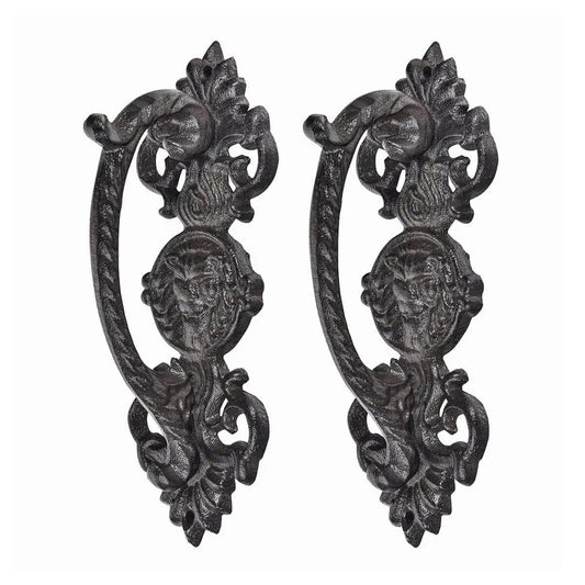 Solid Cast Iron Gate Handles Set 2 Pack Heavy Duty 8.7 Inch Long Barn Door Pulls For Fence Gate Garage Closet Cabinet And Sliding Doors Rustic Farmhouse Decor