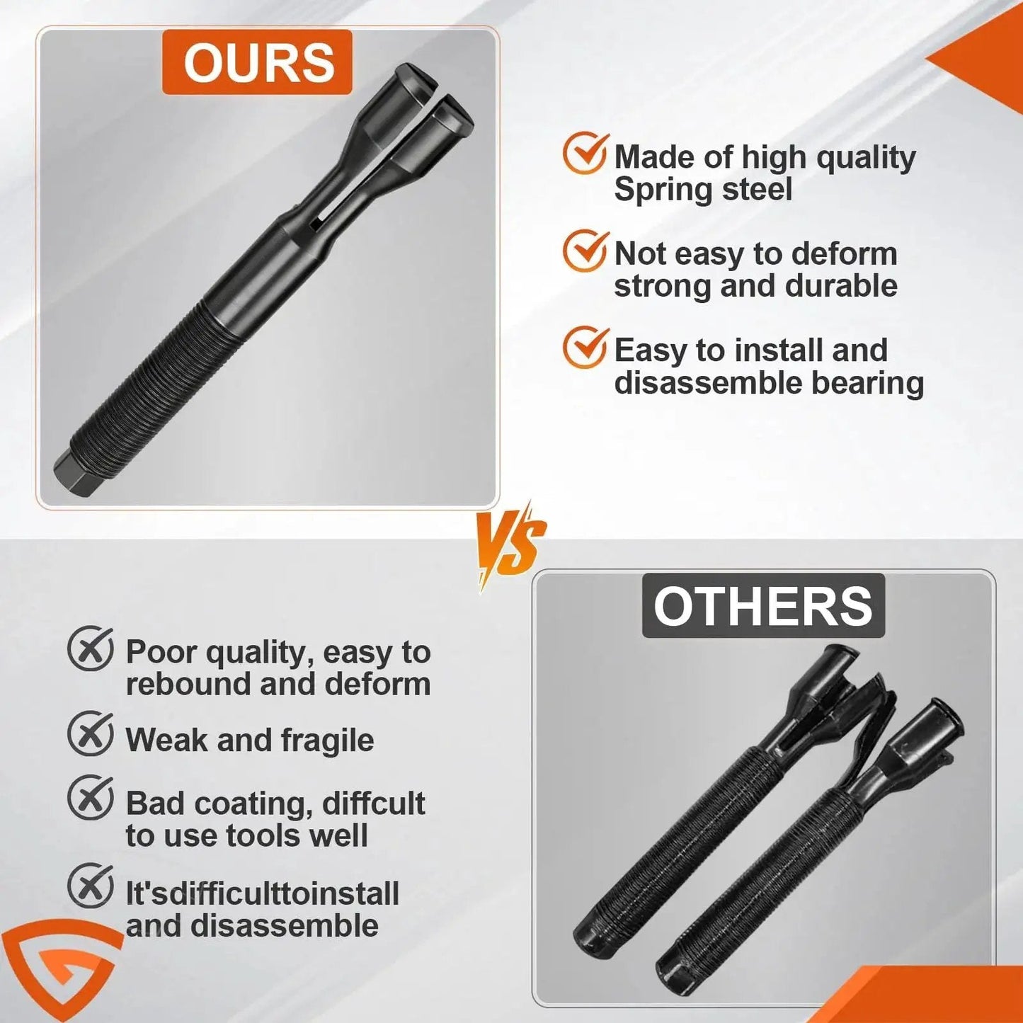 Comparison of high-quality spring steel bearing remover vs. lower quality tools for Harley Davidson M8 models 2007 to 2024.