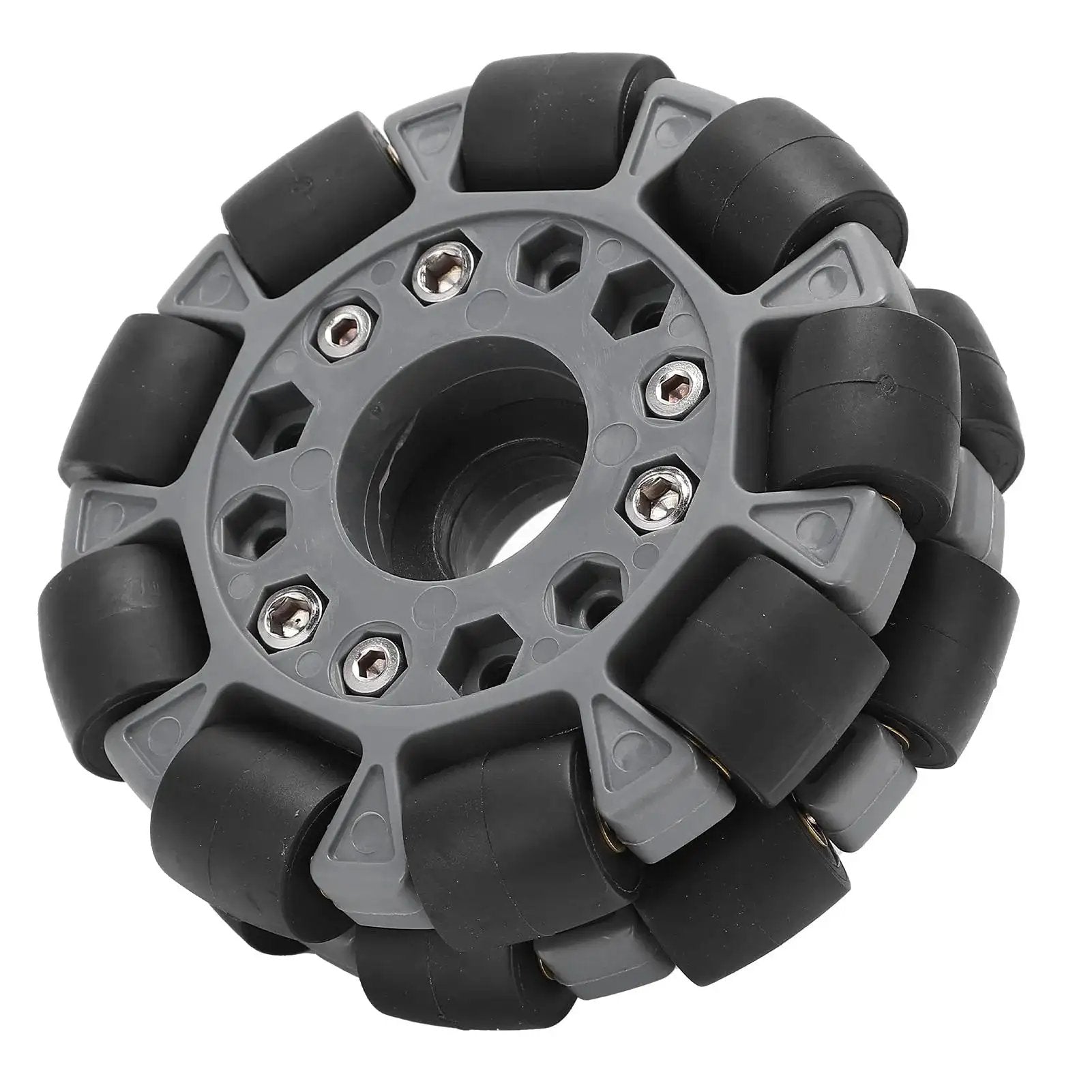 Omni Wheel 100mm Double Plastic Robot Wheel With 360 Degree Movement And Kickass Rubber Rollers Nylon And Brass Bearings