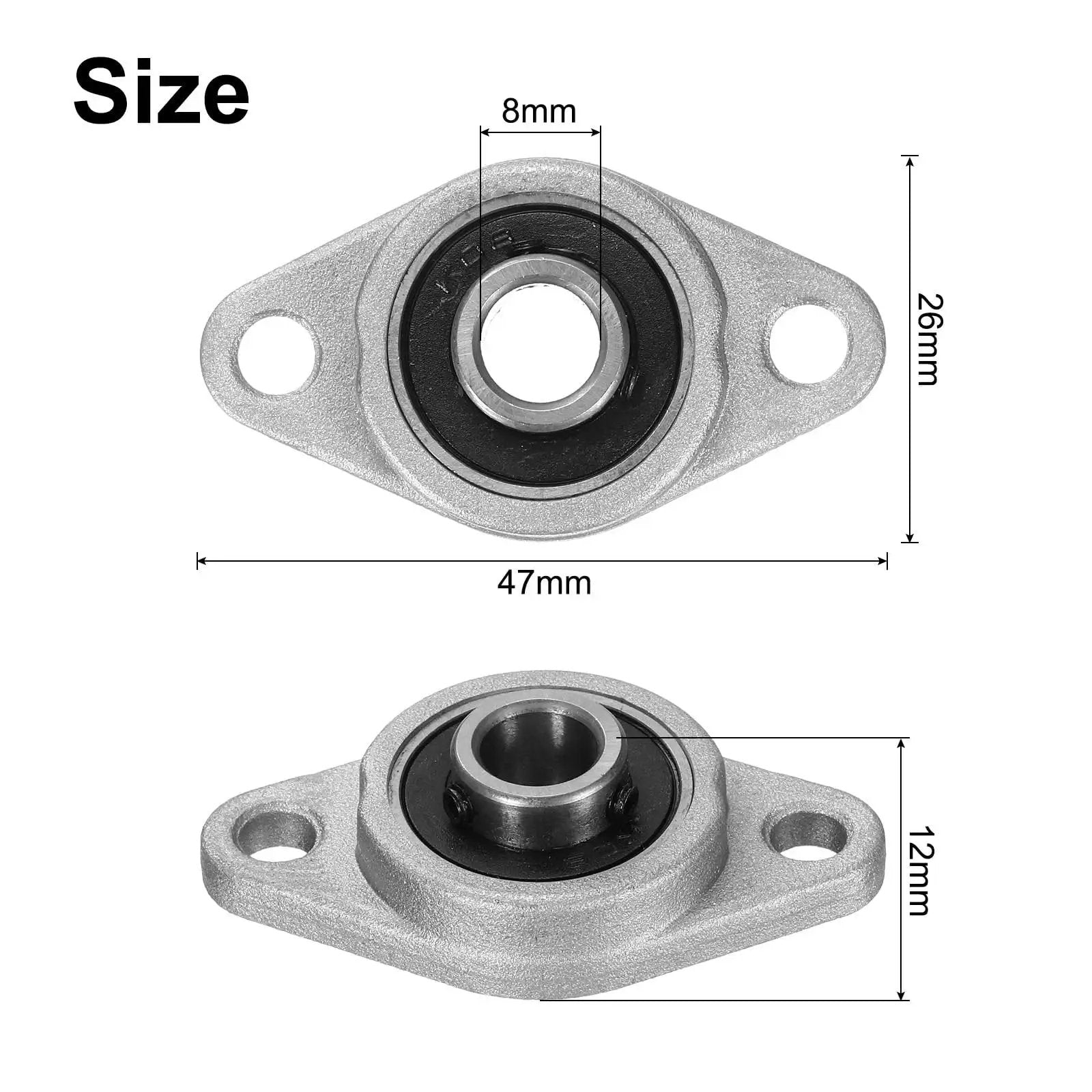 4 Pack KFL08 Pillow Block Bearings 8mm Bore Zinc Alloy Flange Mounted Bearing Housing P6 ABEC3 shown with dimensions