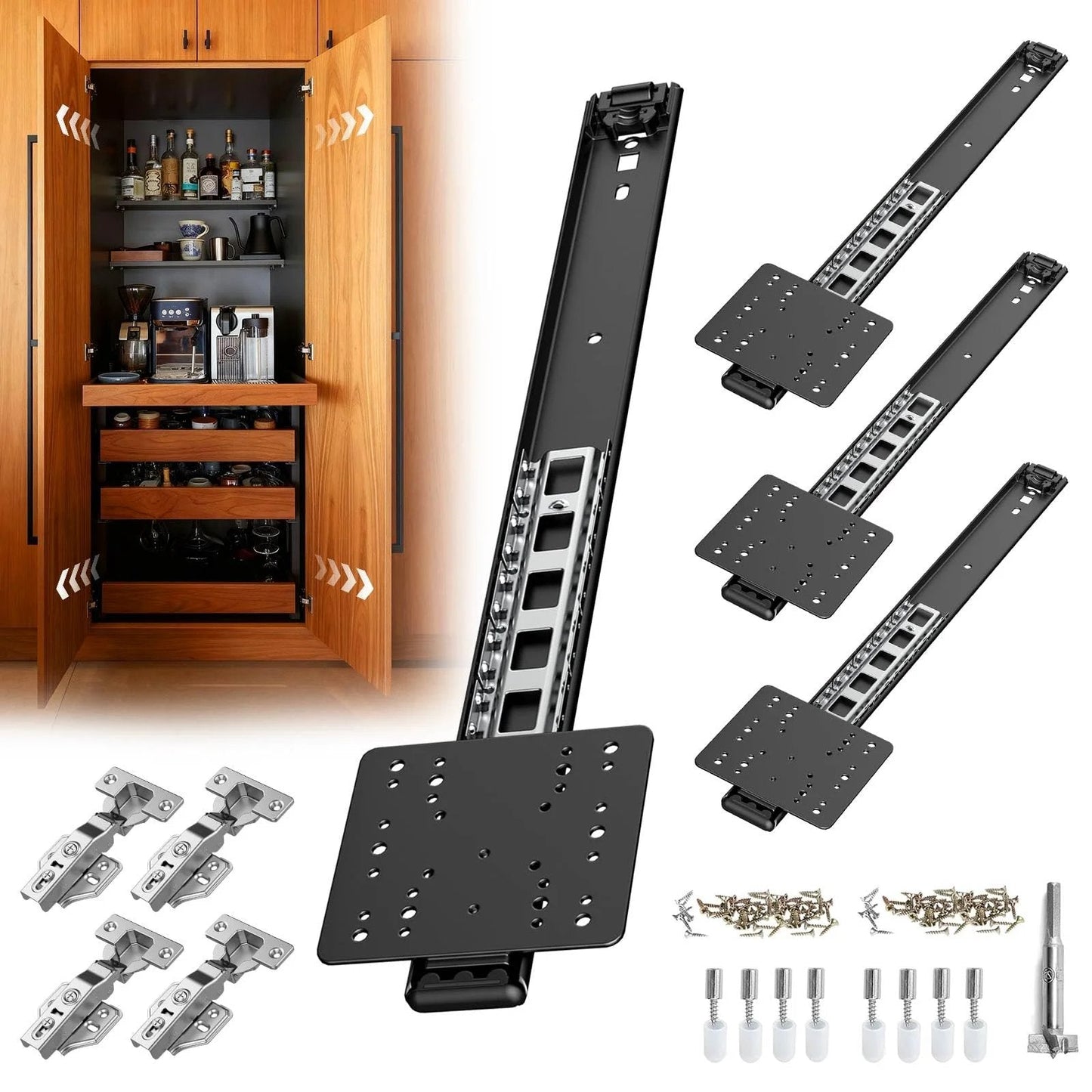 16 Inch Pocket Door Hardware Slides Kit Heavy Duty Pocket Sliding Door Hardware With Pivot Hinge For Cabinets And Wardrobes Ultra Quiet Silent Retractable System For Inset Doors Set Of 2