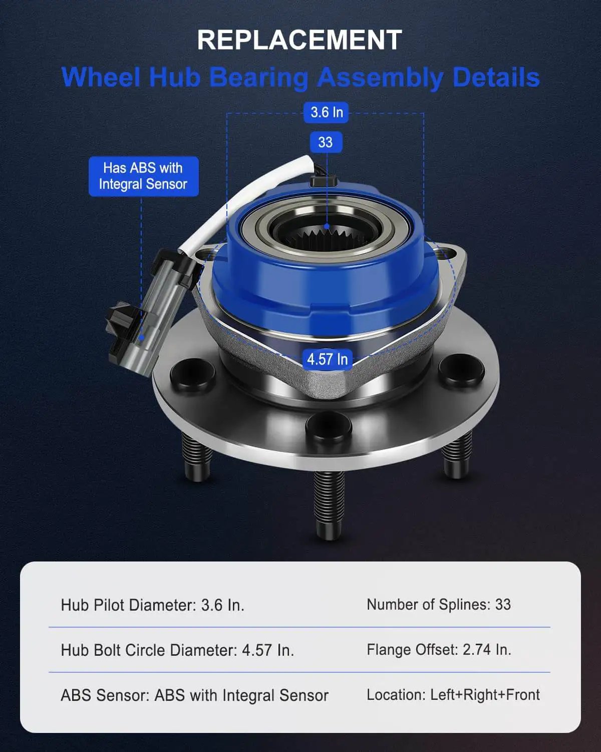 Diagram of Front Wheel Hub And Bearing Assembly 513179 Direct Fit OE Quality for GM Front Wheel Drive Vehicles