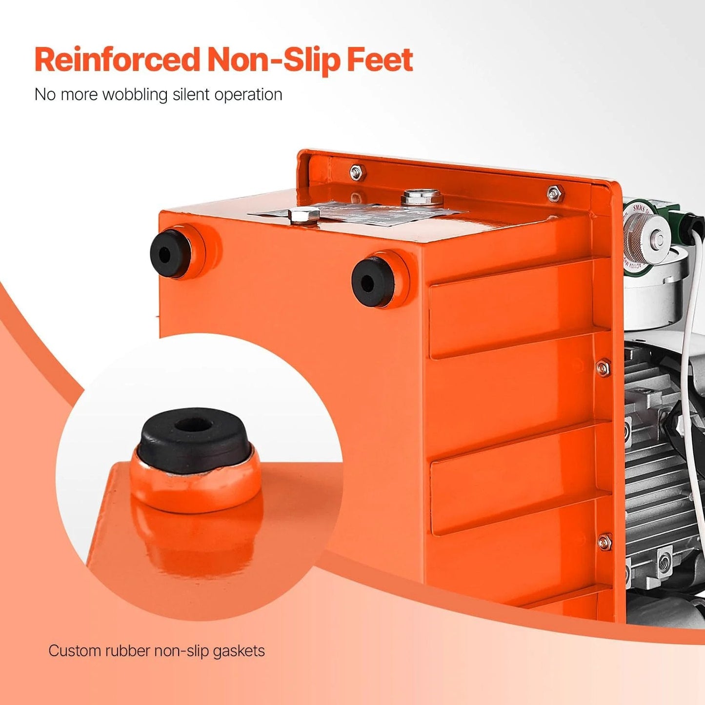 Close-up of reinforced non-slip feet on Beefy 10000 PSI Hydraulic Electric Pump with Double Acting 750W Copper Core Motor.