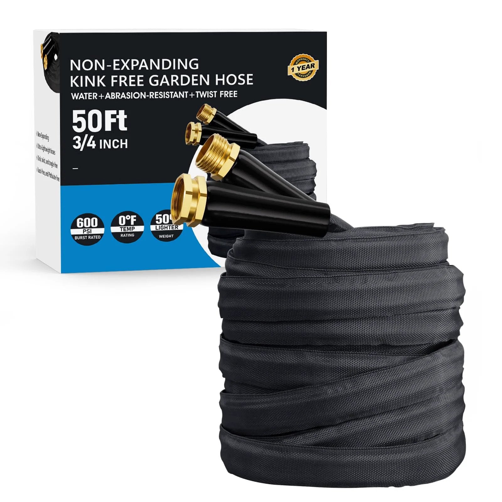 Non-Expandable 50 Ft Garden Hose Lightweight Ultra Flexible Water Hose With Burst Resistance Lead Free And No Kink High Pressure
