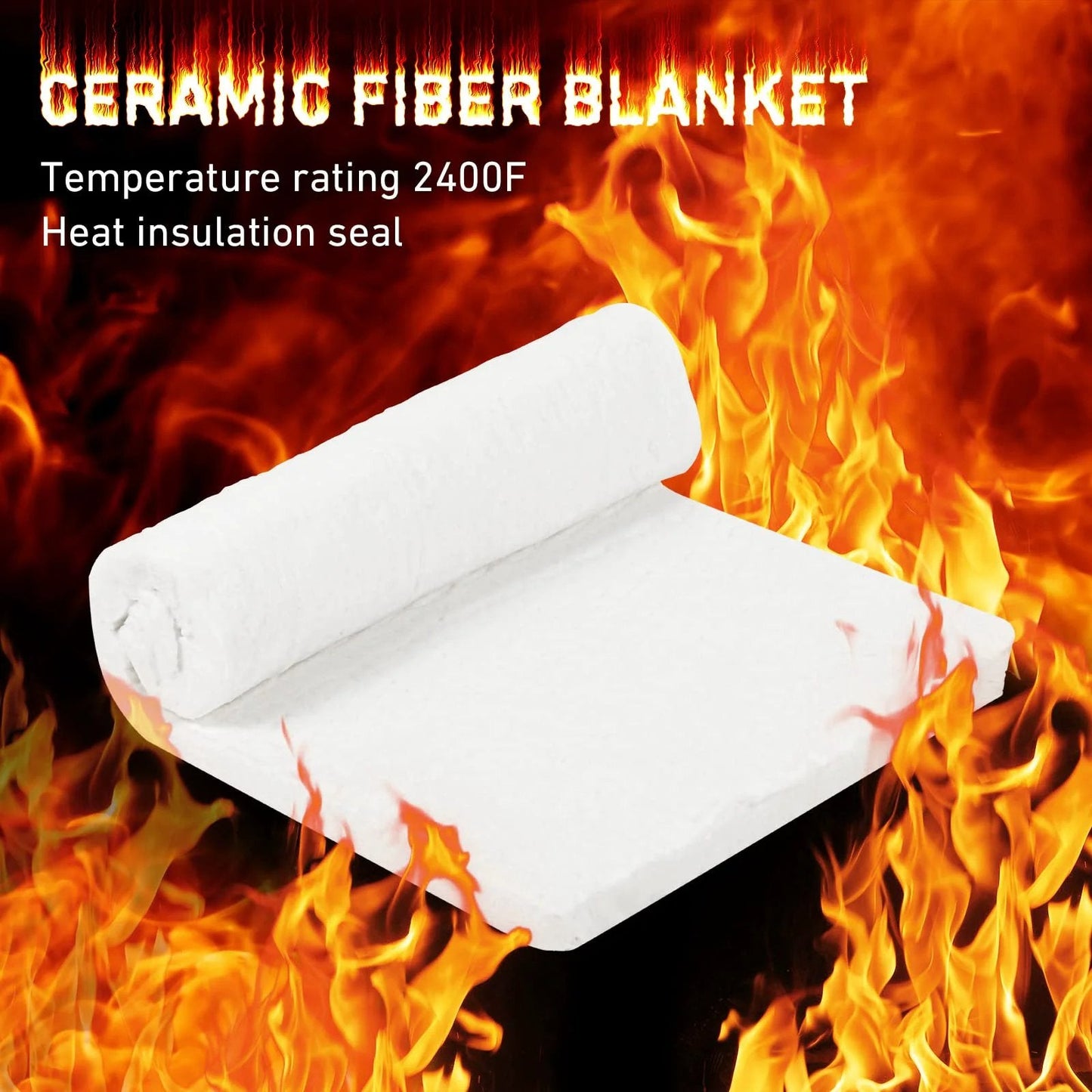 2 Pack Ceramic Fiber Insulation Blanket High Density 2400F Fireproof For Furnace Stoves Kilns Forges Fireplaces 24 X 12 X 1 Inches White Heavy Duty Heat Shielding For DIY Projects And Industrial Use image of roll