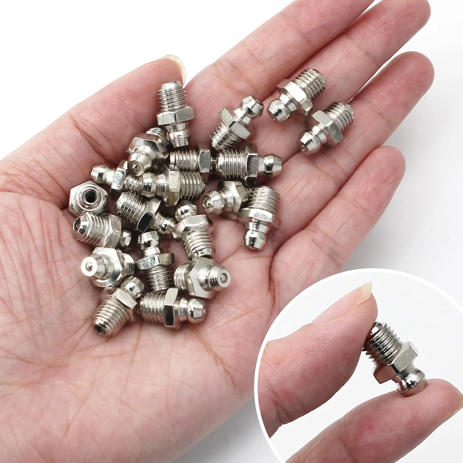 25 Piece Heavy Duty Grease Fittings Assortment Kit For Excavators 8mm By 1mm M8 Male Thread Straight Zerks Corrosion Resistant Iron