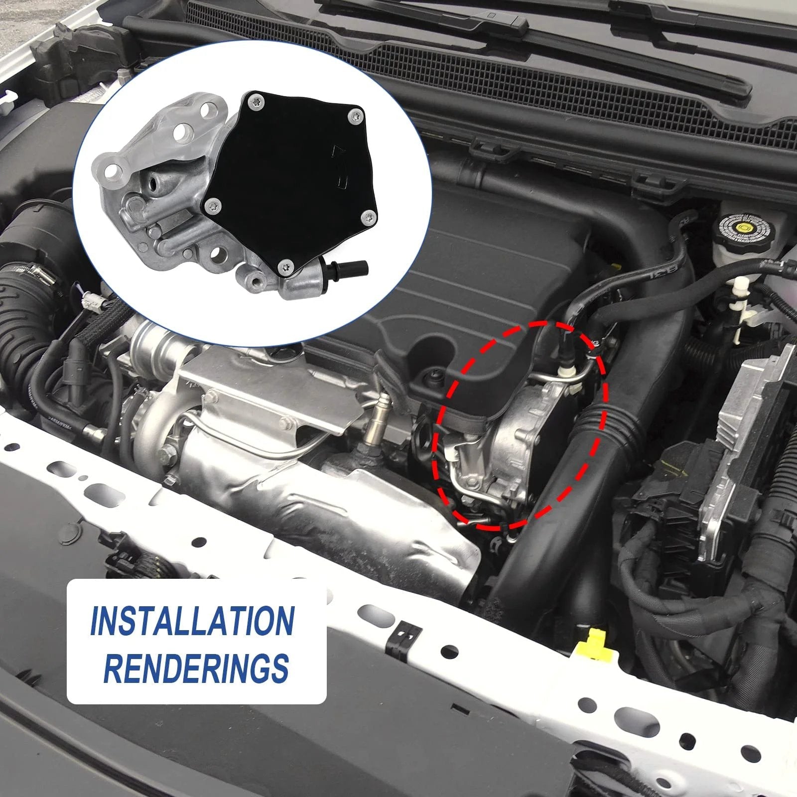 Installation view of Brake Vacuum Pump With Gasket For 2016 To 2019 Chevy Cruze Malibu Spark Equinox GMC Terrain And Buick Encore 1.4L 1.5L Replaces 12684050.