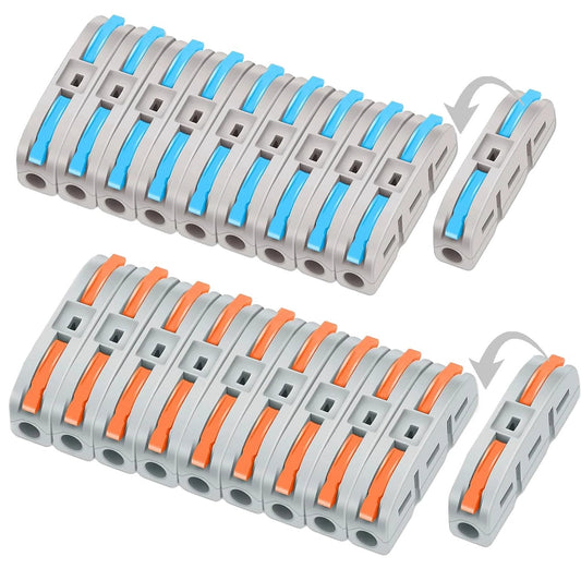 Lever Wire Connector Kit With 20 Pieces For Quick Connect Inline Splices And Push In Terminals, Professional Electrical Butt Compact Speaker Connector Set For AWG 28 To 12 Circuits, Safe Insulated Flame Retardant Housing.