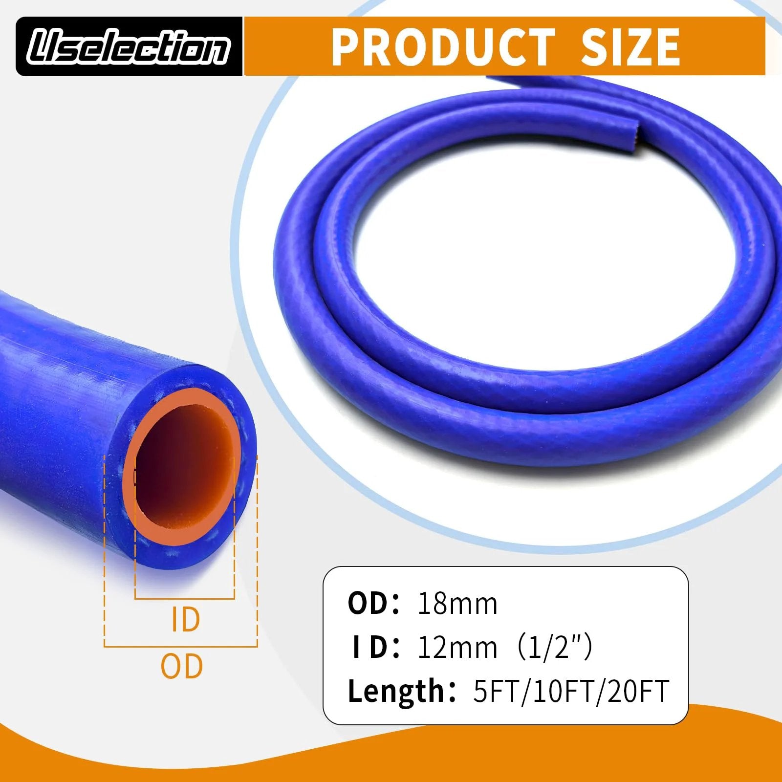 Beefed Up Half Inch ID Five Foot Silicone Heater Hose Blue and Red Reinforced High Temp Coolant Radiator Vacuum Line