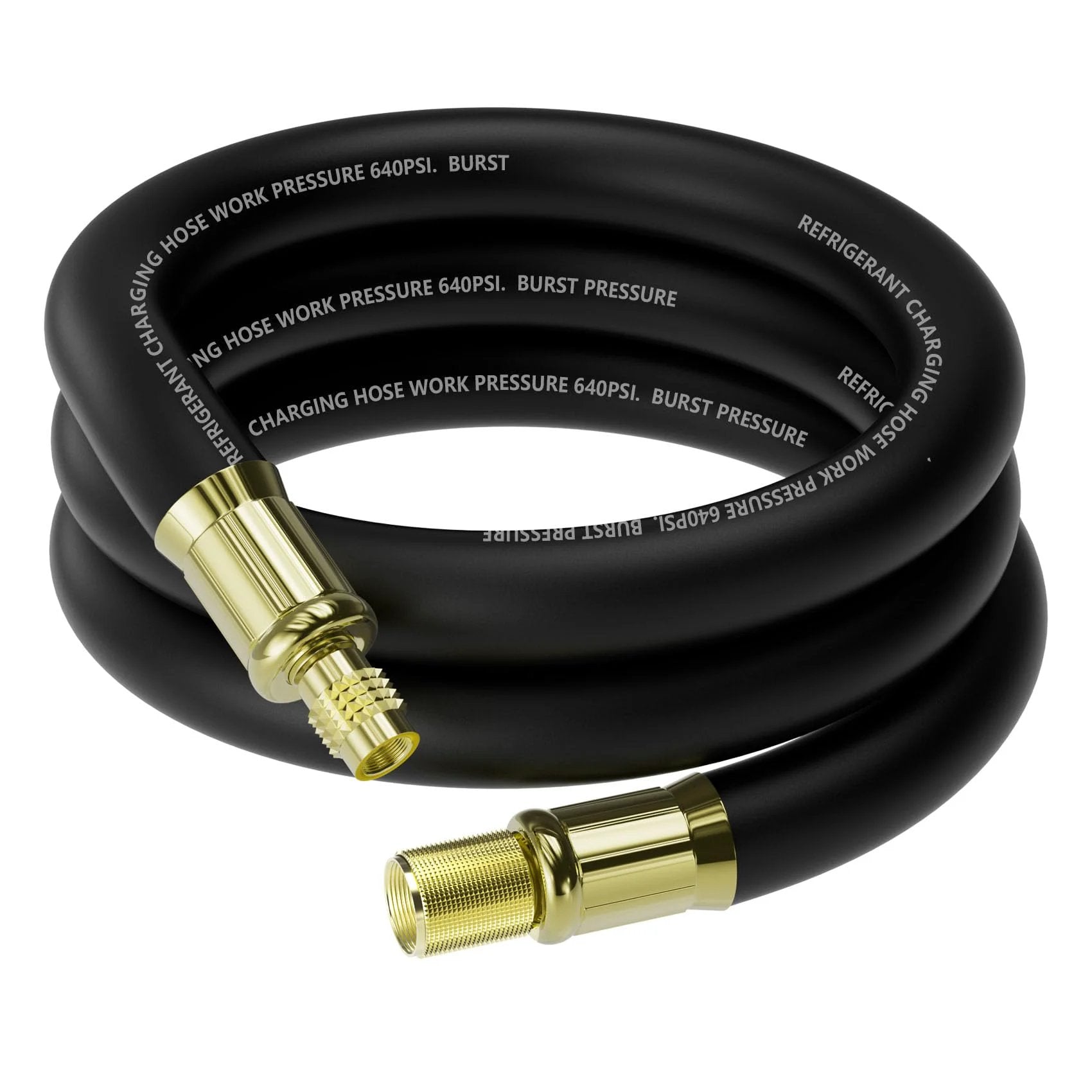 High Flow Half Inch HVAC Vacuum Hose With 3/8 To 1/4 Inch SAE Fittings, Six Foot Long, 20 Micron Vacuum Certified For Fast Evacuation