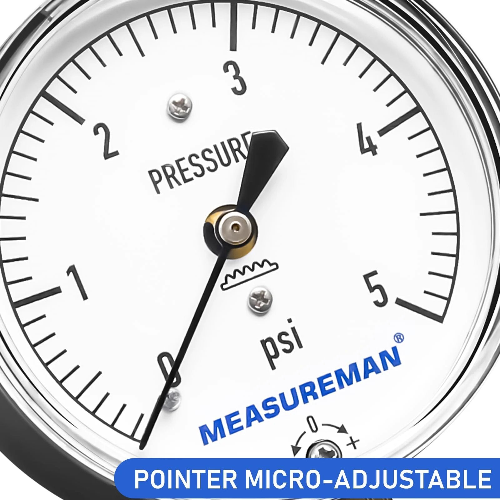 Low Pressure Capsule Diaphragm Gauge With Adjustable 0 To 5 Psi Range, Two And A Half Inch Dial, Black Steel Case by MeasureMan