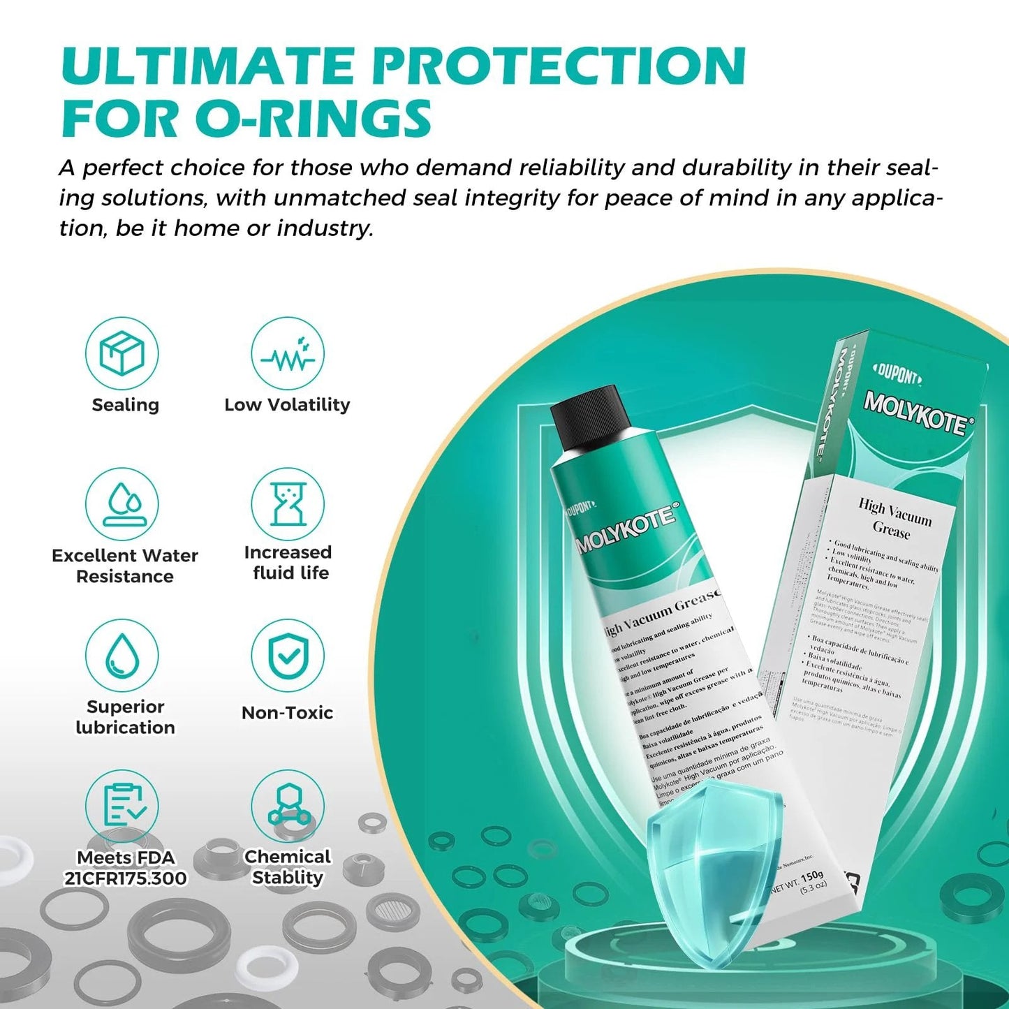 Pro Grade High Vacuum Silicone Grease 150g Tube For Vacuum And Pressure Systems Rubber Elastomer Lubrication Valves Seals O Rings Water And Chemical Resistant Wide Temperature Range Nonmelting NLGI 3-4 product image