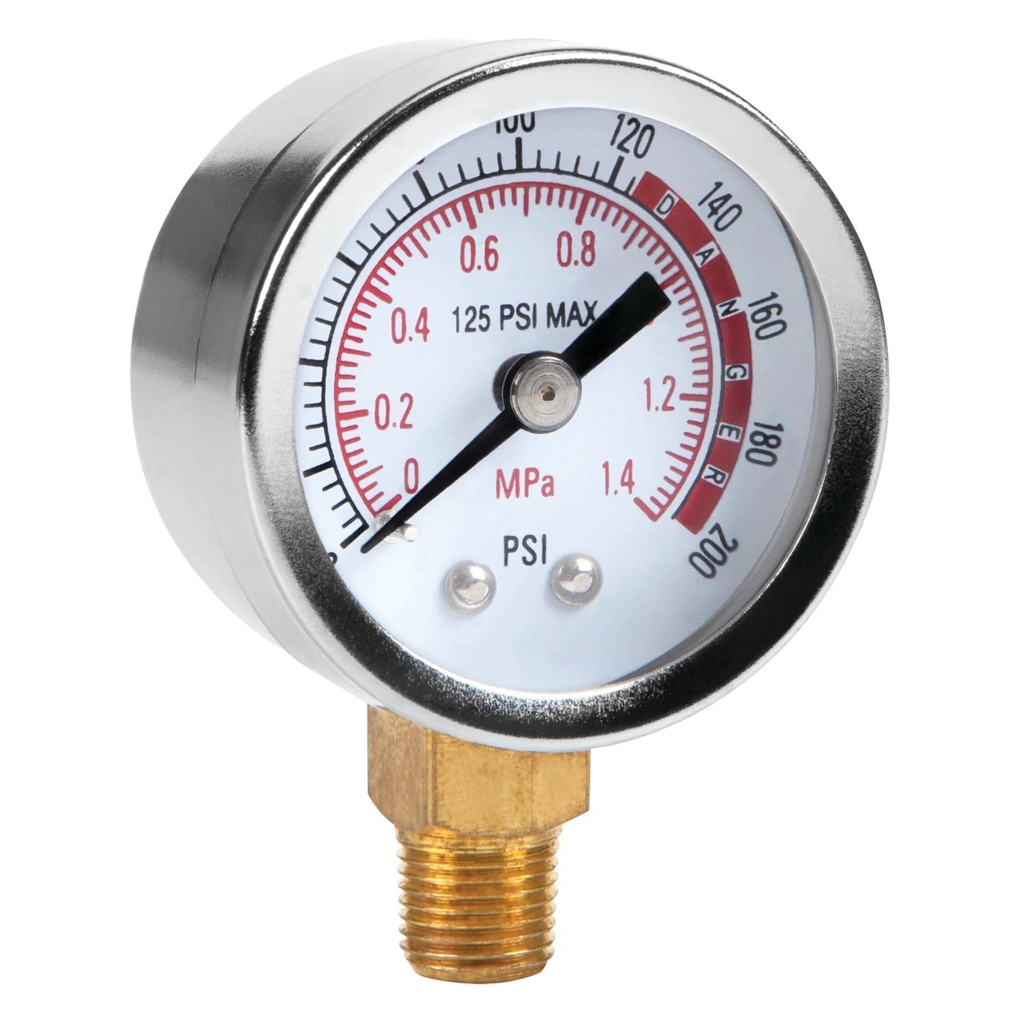 0 To 200 PSI Air Gauge For Air Tank Accessory By Performance Tool Replaces Broken Gauge On Air Compressors Or Tanks With Easy To Read Two Color Dial And Bottom Mount For Top Of Tank Installation
