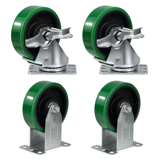 Beefed Up 4 Inch Caster Wheels Set Of 4 With Polyurethane On Cast Iron Core Swivel Casters For Cart And Toolbox 1800 Lb Capacity