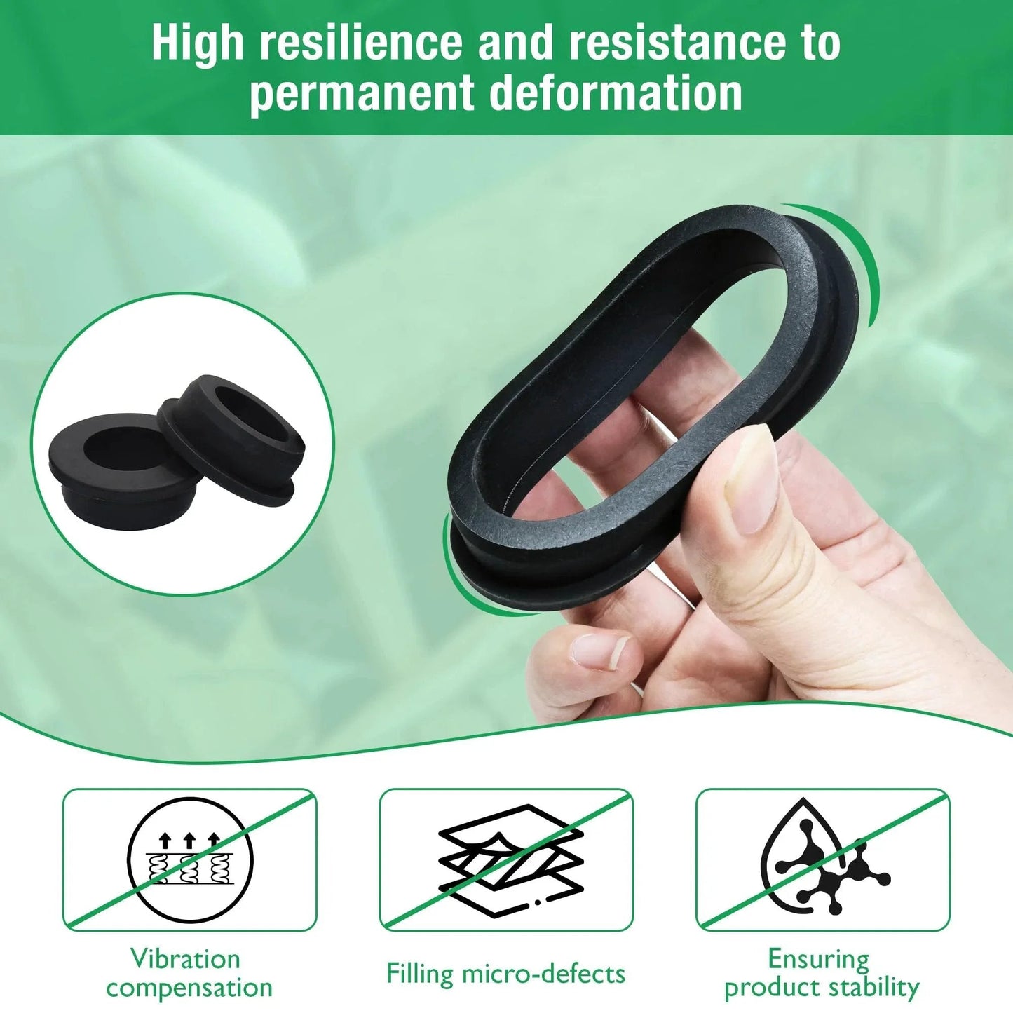 Close-up of Top Hat Silicone Grommets from 65 Pack Top Hat Rubber Grommets Assortment Kit for Wiring and Tubing Waterproof Silicone Grommets