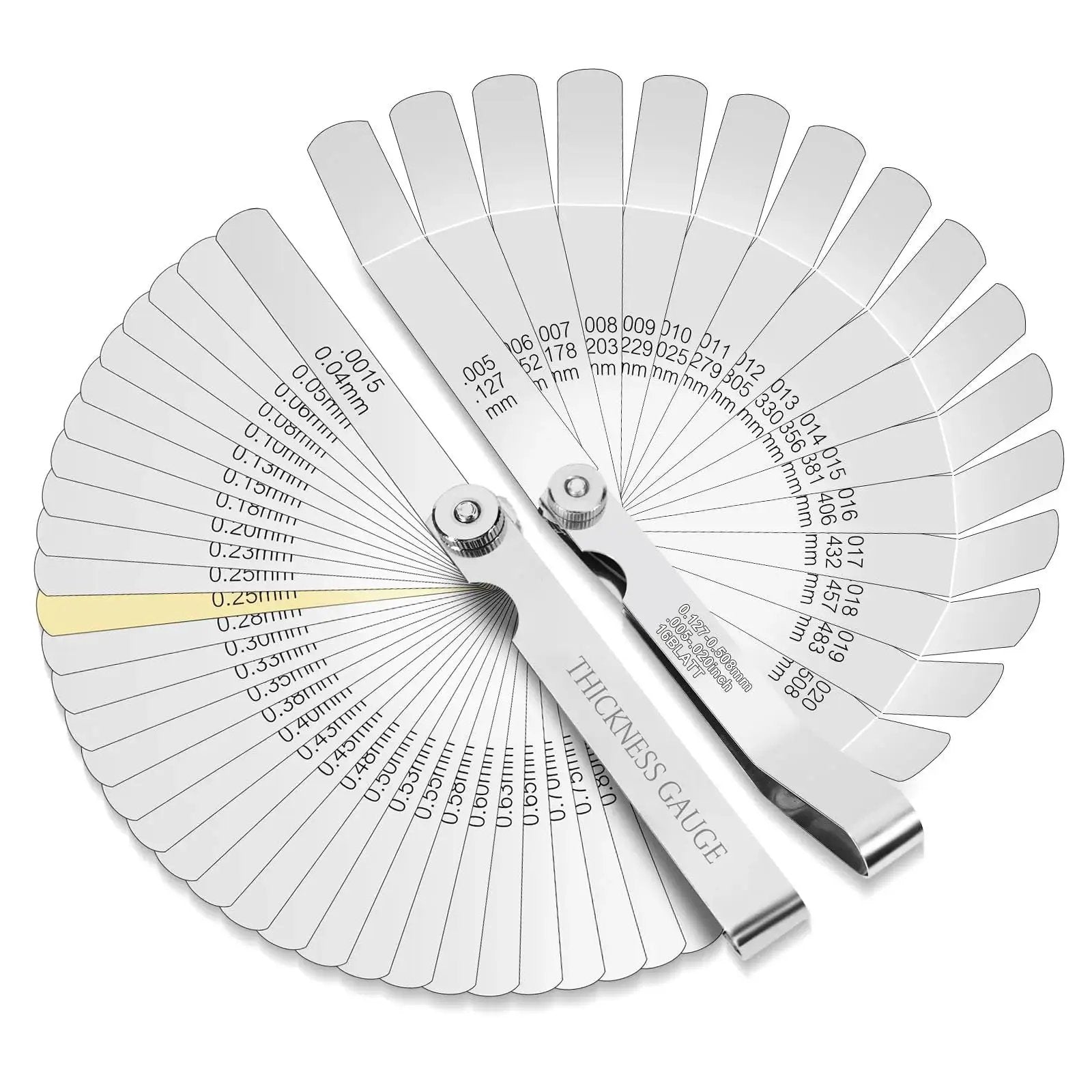 Stainless Steel Feeler Gauge Set With 32 Straight Blades And 16 Angled Blades For Precise Gap And Thickness Measurement And Stackable Blades