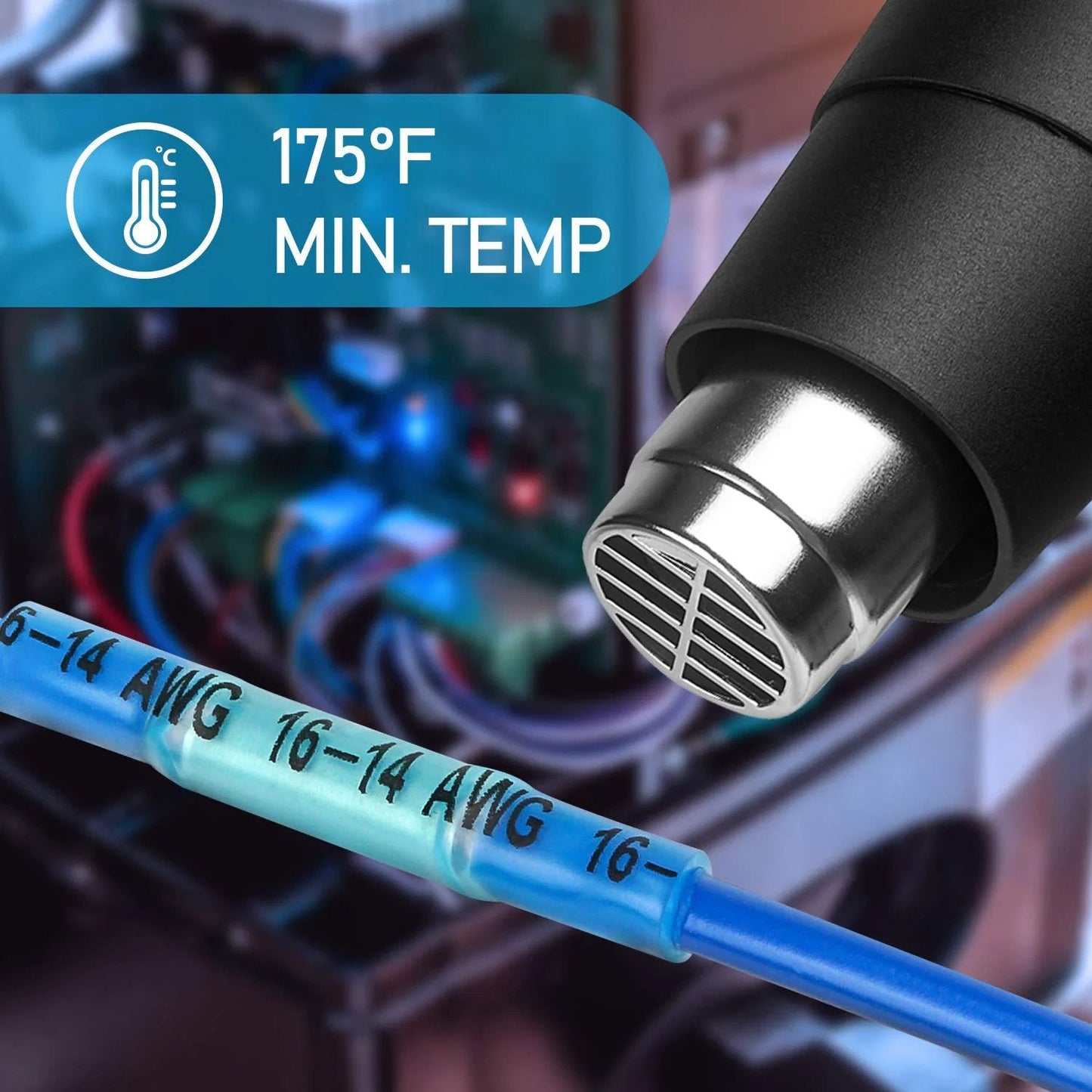 Heavy Duty Heat Shrink Butt Wire Connector Kit For Marine And Automotive Wiring, insulated crimp terminals, close-up