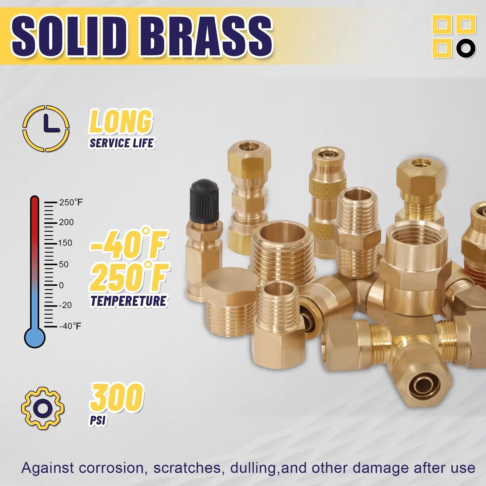 All In One 250 Pcs Brass DOT Air Brake Line Fittings And Nylon Tube Compression Fittings Assortment Kit For One Quarter Inch To Three Quarters Inch NPT