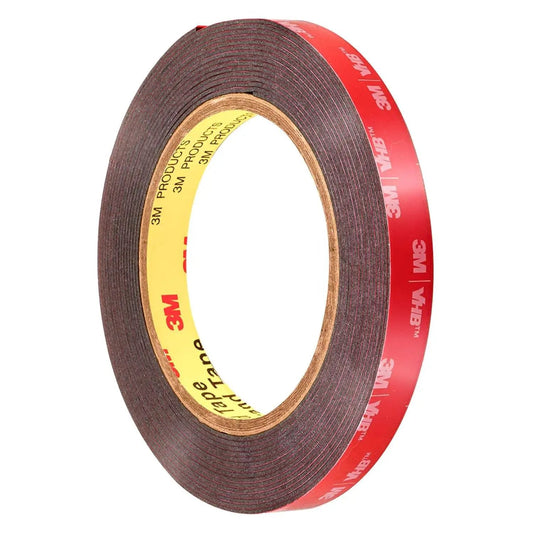 Half Inch By Fifteen Feet VHB Double Sided Foam Adhesive Tape 5952 Grey roll with red lining for automotive mounting and bonding