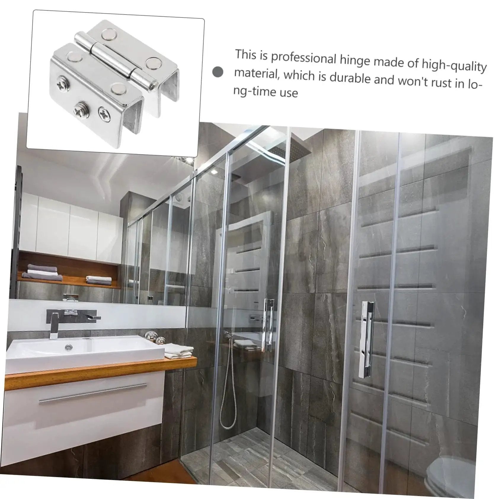 Double Side Glass Door Hinges Set In Stainless Steel For Wine Cabinets Beefy Heavy Duty Precision Crafted Close-up View