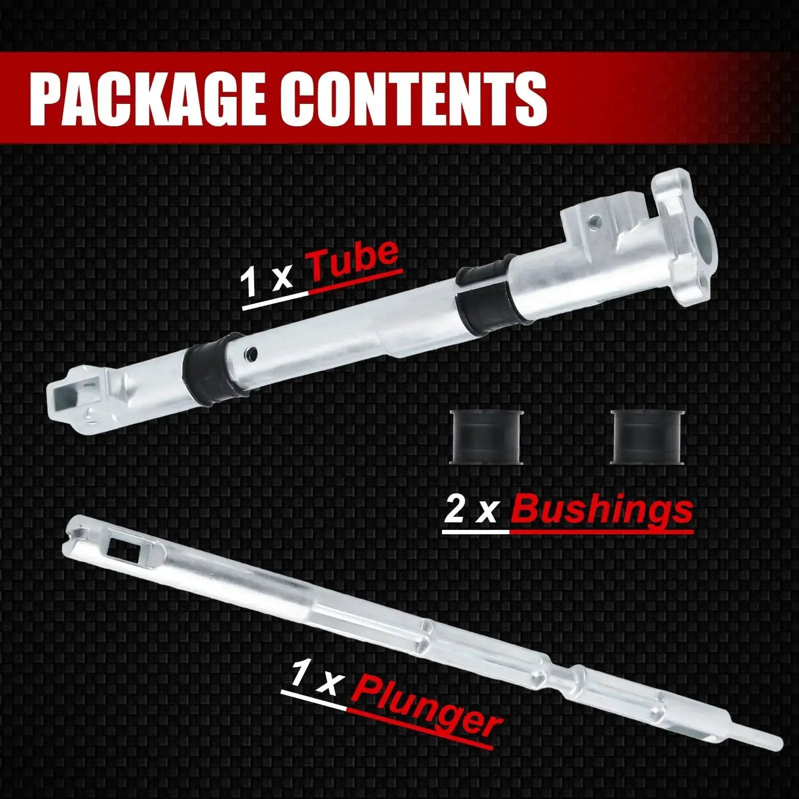 Shift Tube With Plunger And Bushing Assembly 905-102 For E And F 1995-2011 showing tube, plunger, and bushings