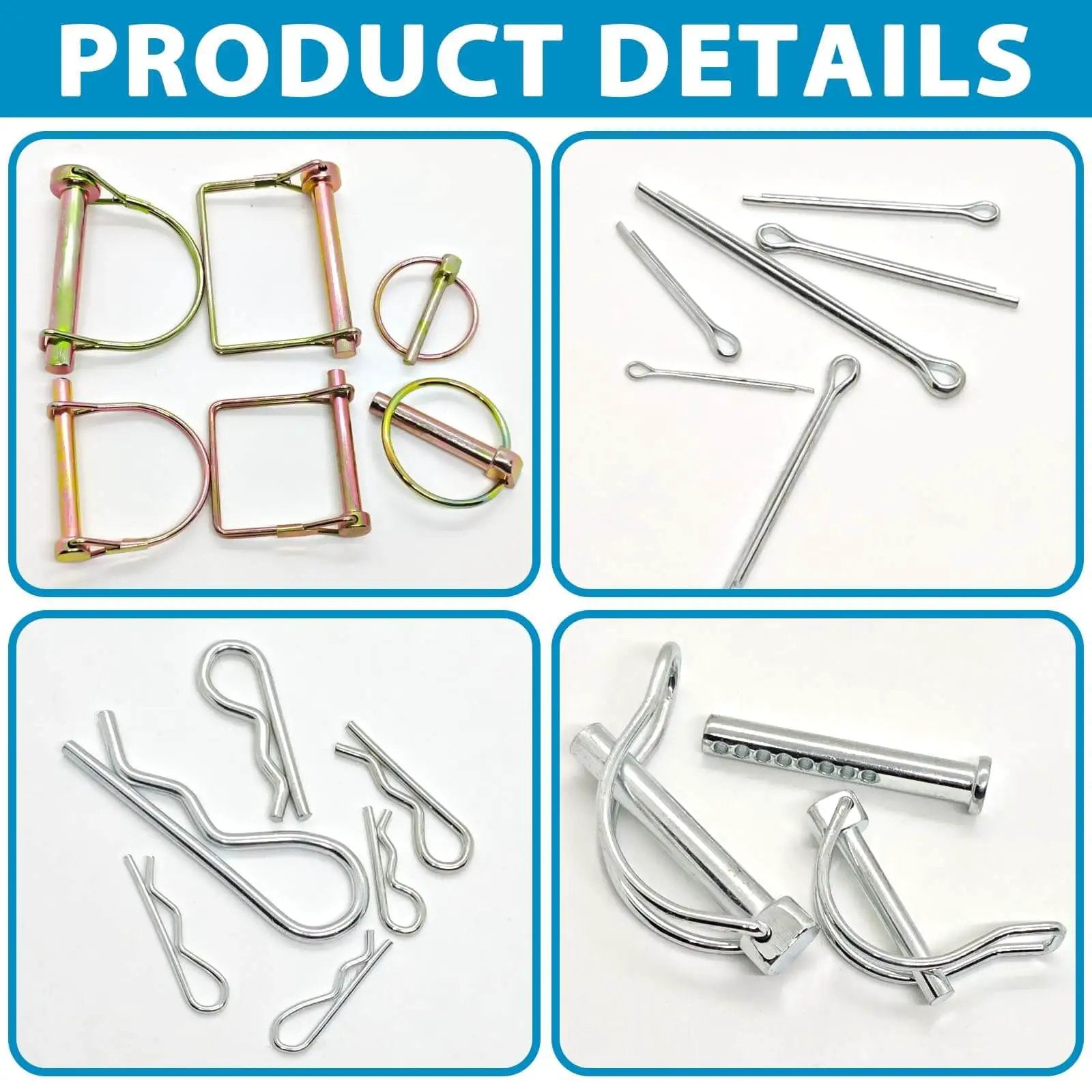 383 Piece Heavy Duty Pin Kit For Tractors Trailers Trucks And Lawn Gear Includes Hitch Pins R Clips Hairpins Lynch Pins