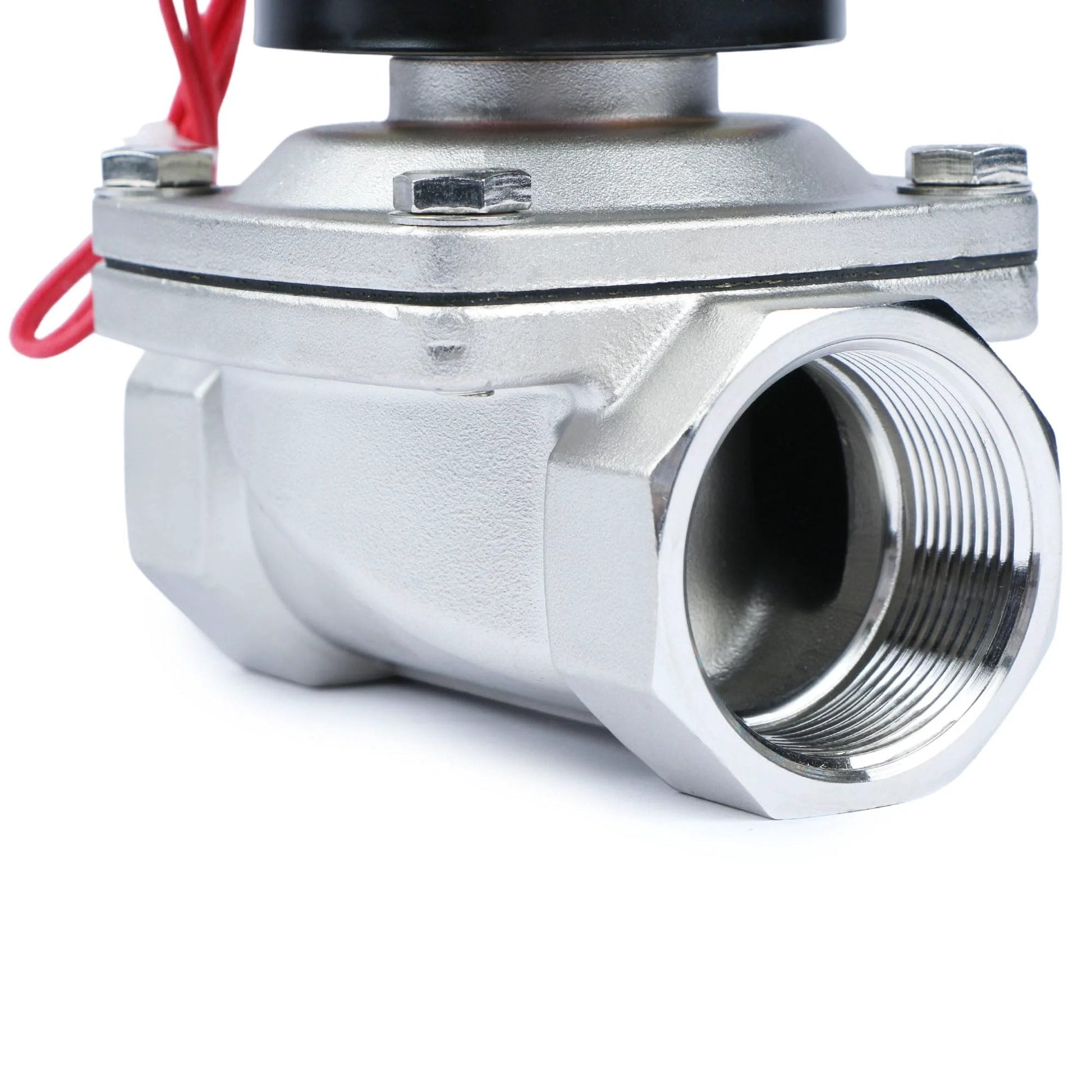 Stainless Steel One And One Half Inch 12V DC Solenoid Valve With Viton Seal Normally Closed Fast Actuation Under 1 Second