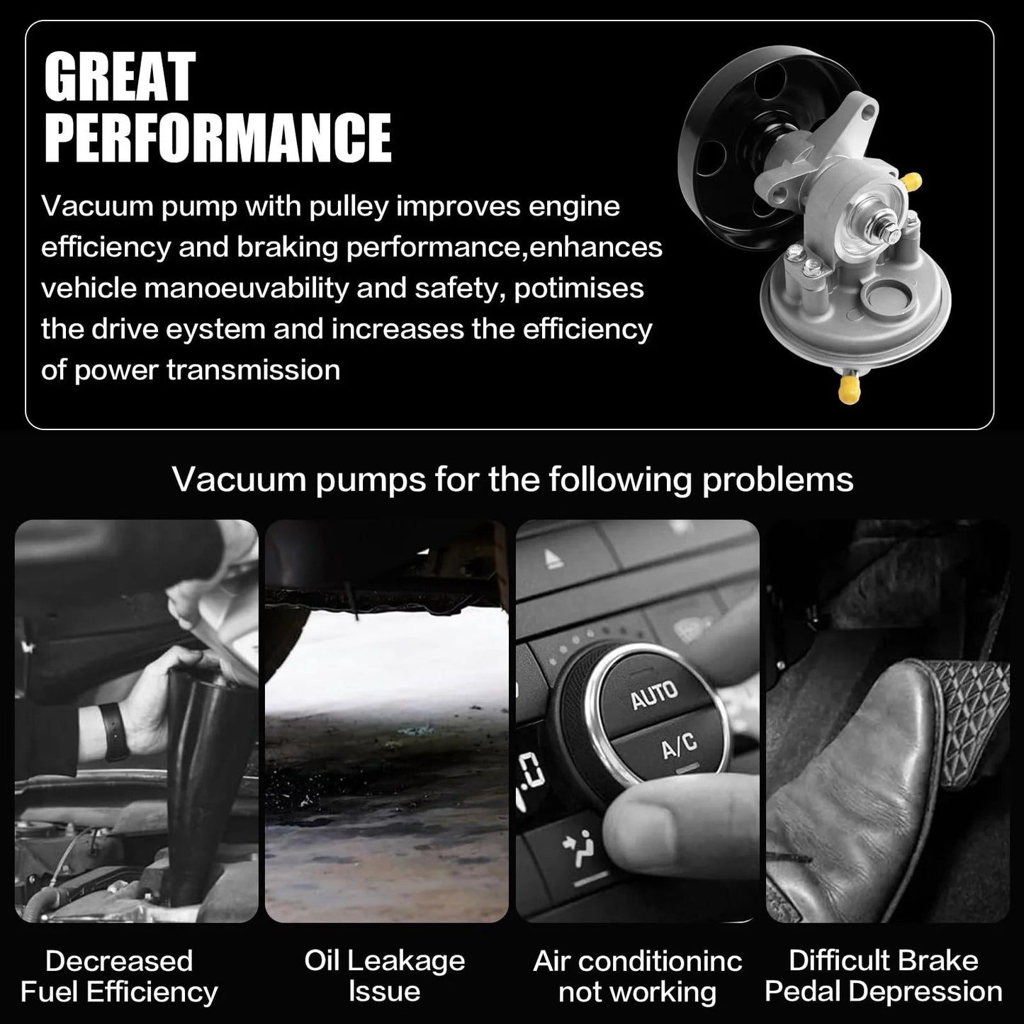 Beefed Up Vacuum Pump With Pulley For Isuzu NPR HD Trucks 1995-2020 improving engine efficiency and braking performance