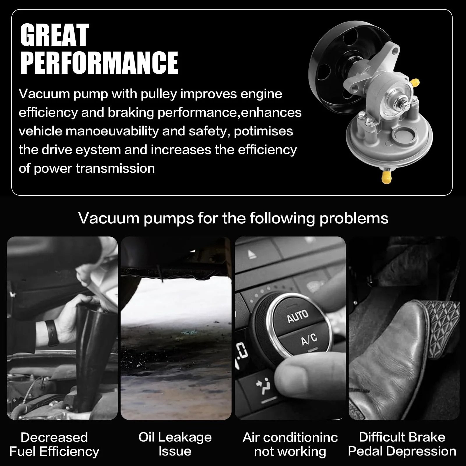 Beefed Up Vacuum Pump With Pulley For Isuzu NPR HD Trucks 1995-2020 improving engine efficiency and braking performance