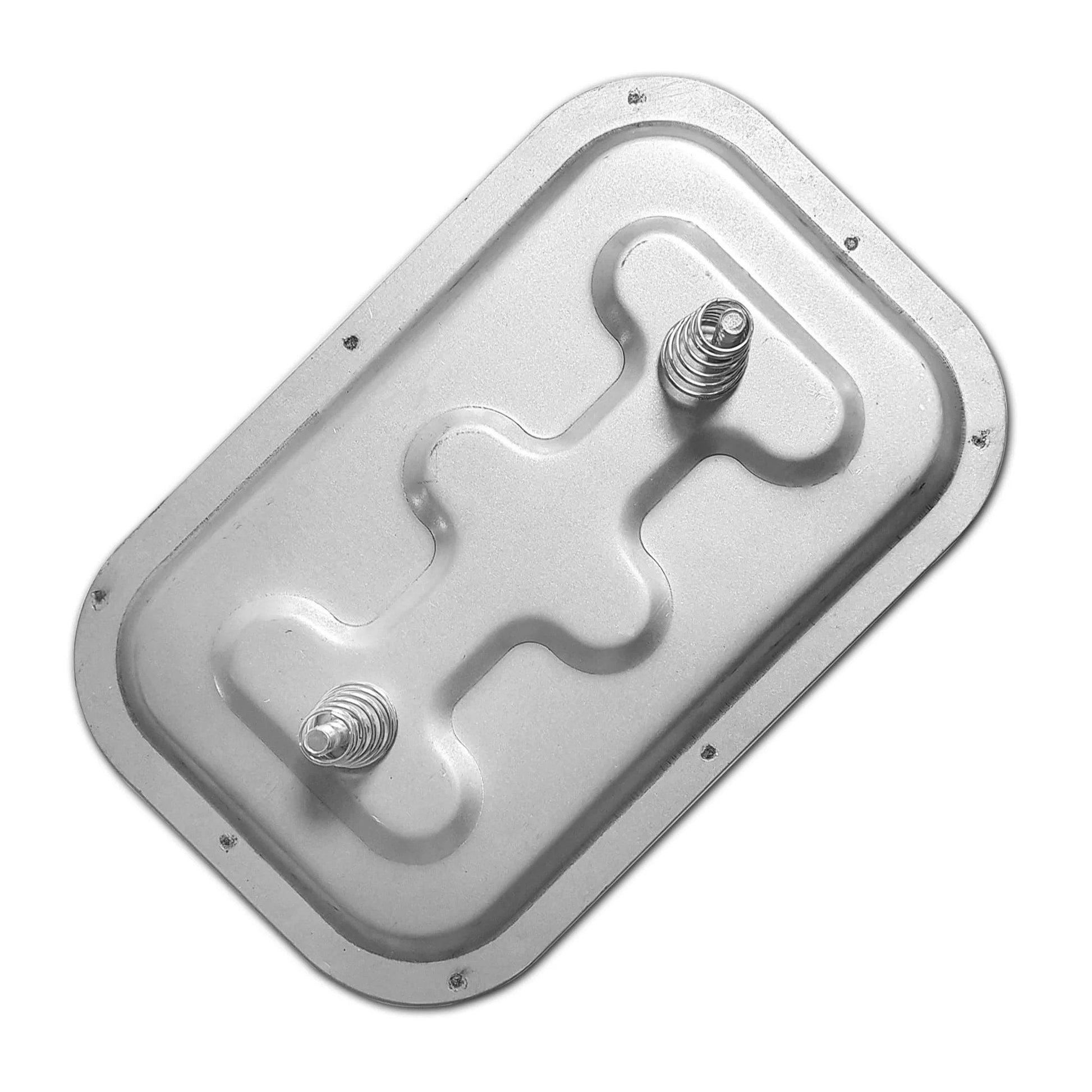 Top view of Grease Duct Access Door 10 x 6 Opening, 11 x 7 Door Size, high temperature ceramic fiber gasket and galvanized steel