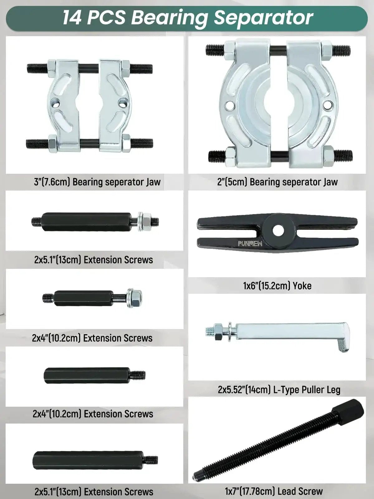 5 Ton Bearing Removal Puller Kit With 2 Inch And 3 Inch Jaws For Wheel Hub And Axle Bearing Separator components display