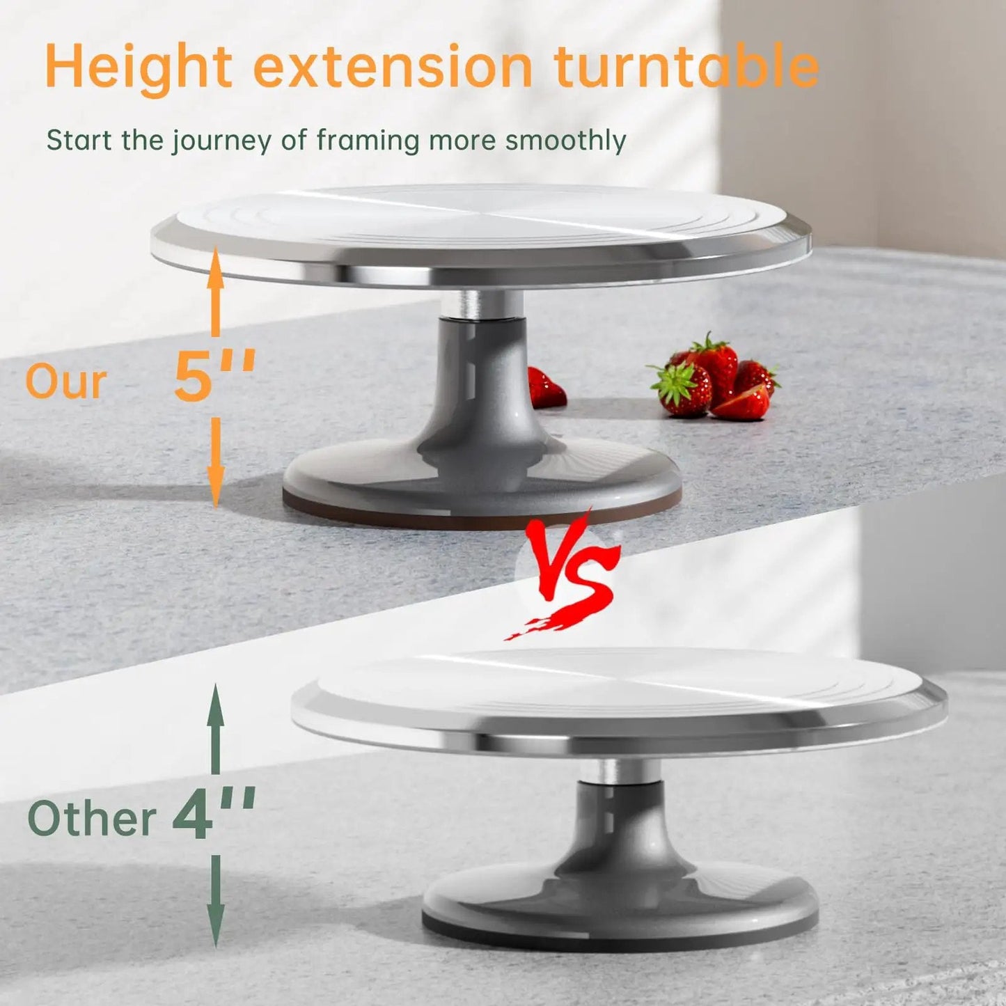 12 Inch Aluminum Cake Turntable Decorating Stand With Rotating Cake Stand Go To Kit For Cakes And Pastries