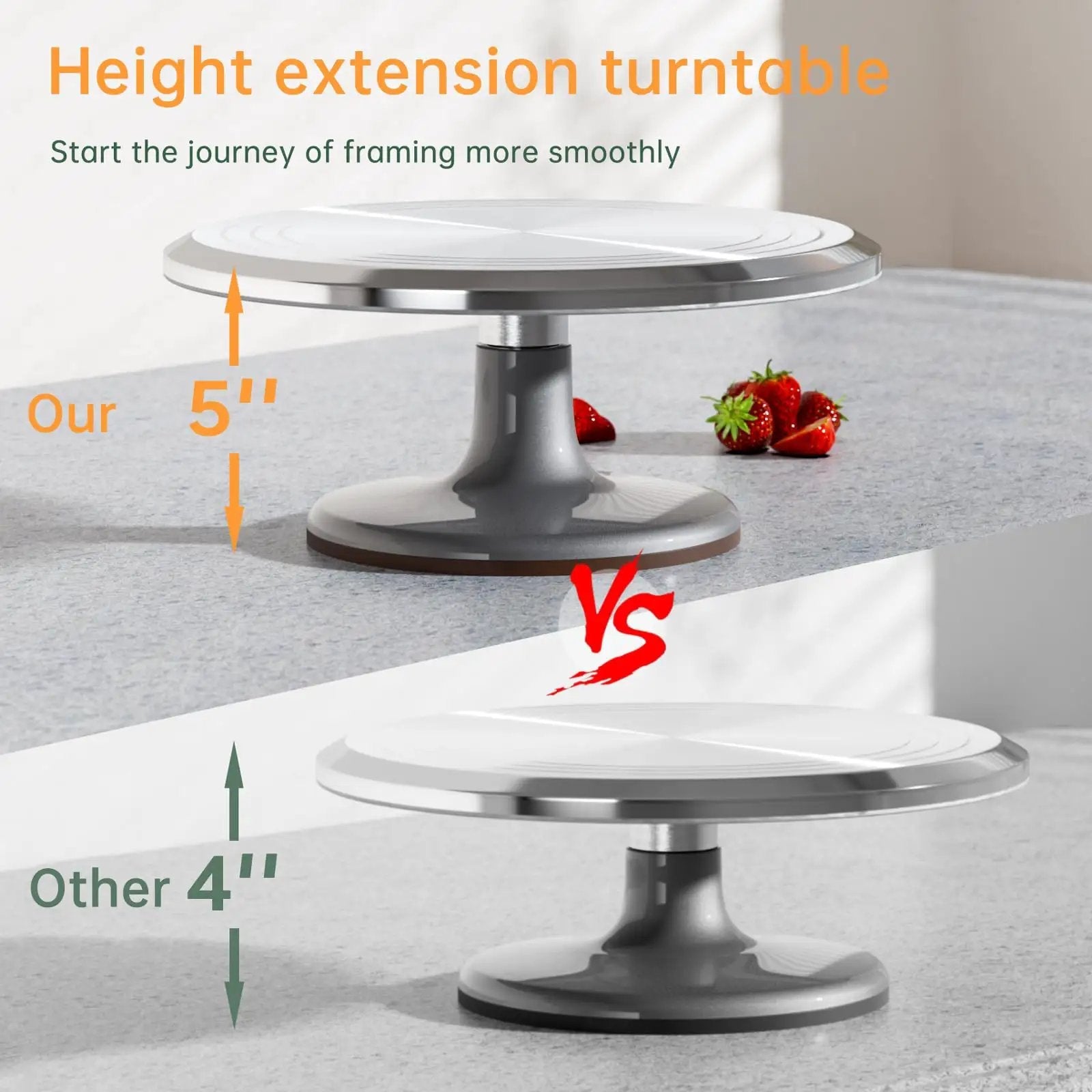 12 Inch Aluminum Cake Turntable Decorating Stand With Rotating Cake Stand Go To Kit For Cakes And Pastries