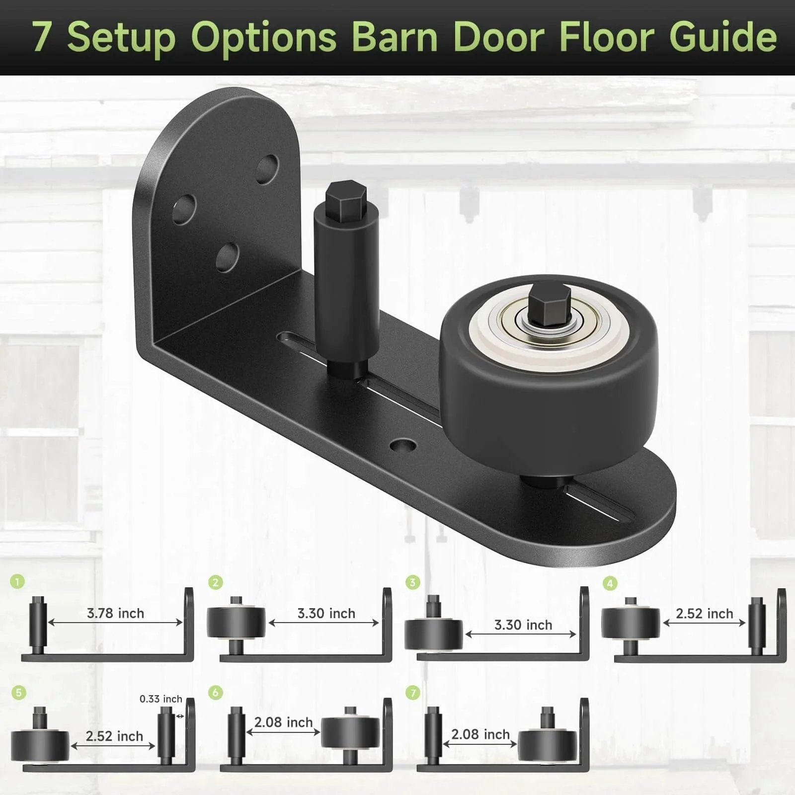 2 Pack Sliding Barn Door Floor Guide Set With Quiet Bearing And Adjustable Rubber Rollers, Rustproof Aluminum Floor Track