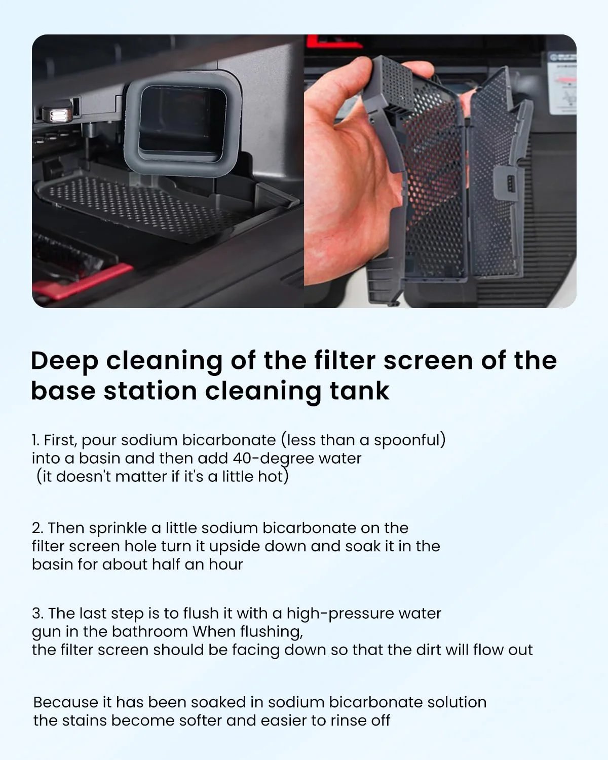 2 Pack Replacement Parts For S7 Max Ultra Roborock Vacuum Accessories Kit displayed during filter cleaning