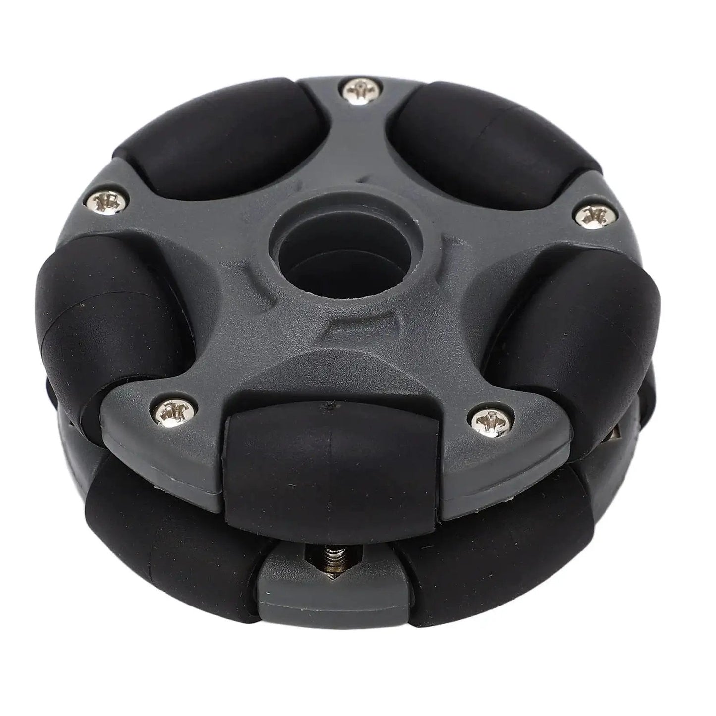 Omni Directional 58mm Plastic Wheel With Double Row 360 Degree Rotation for Robots Go Karts and ATVs in black and grey