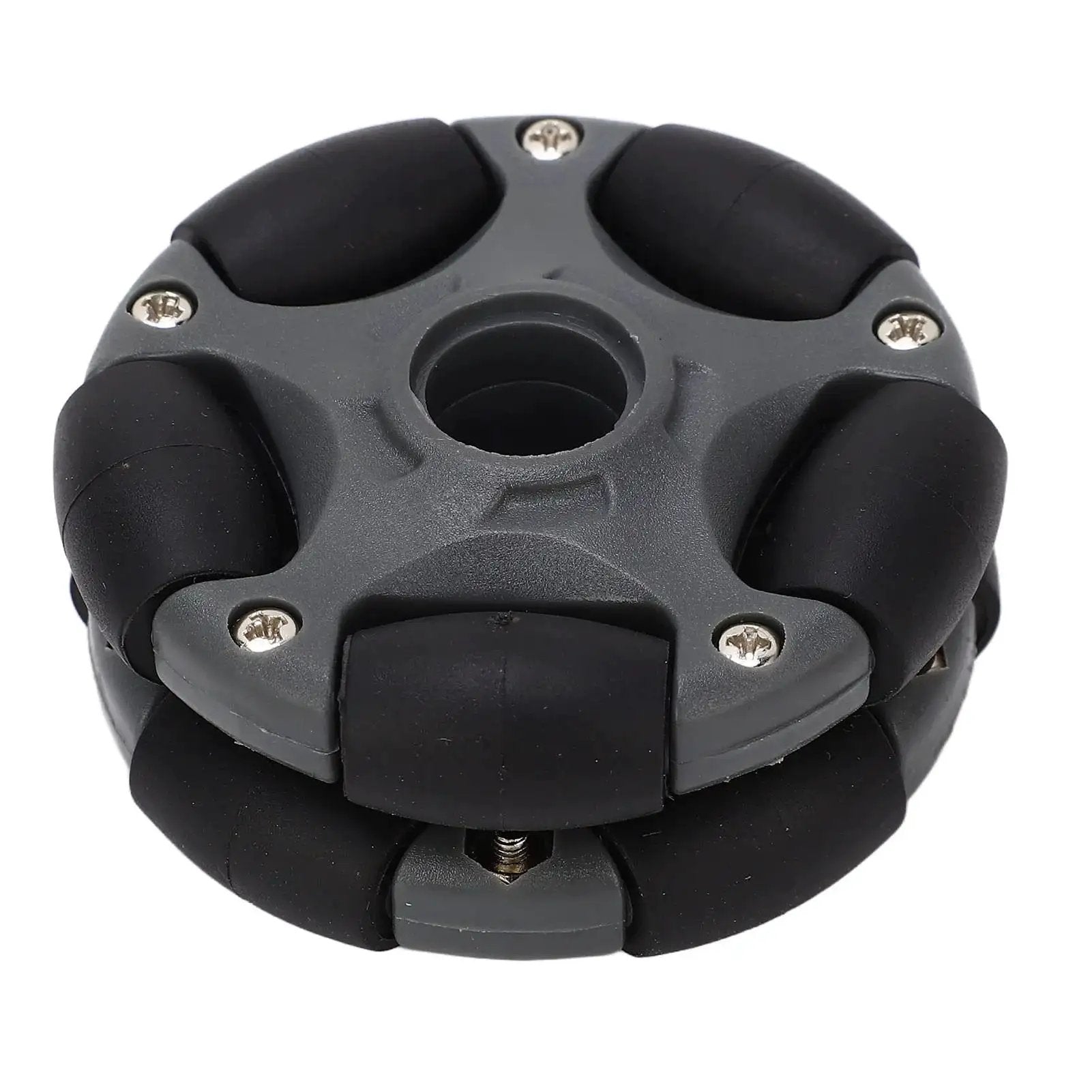Omni Directional 58mm Plastic Wheel With Double Row 360 Degree Rotation for Robots Go Karts and ATVs in black and grey