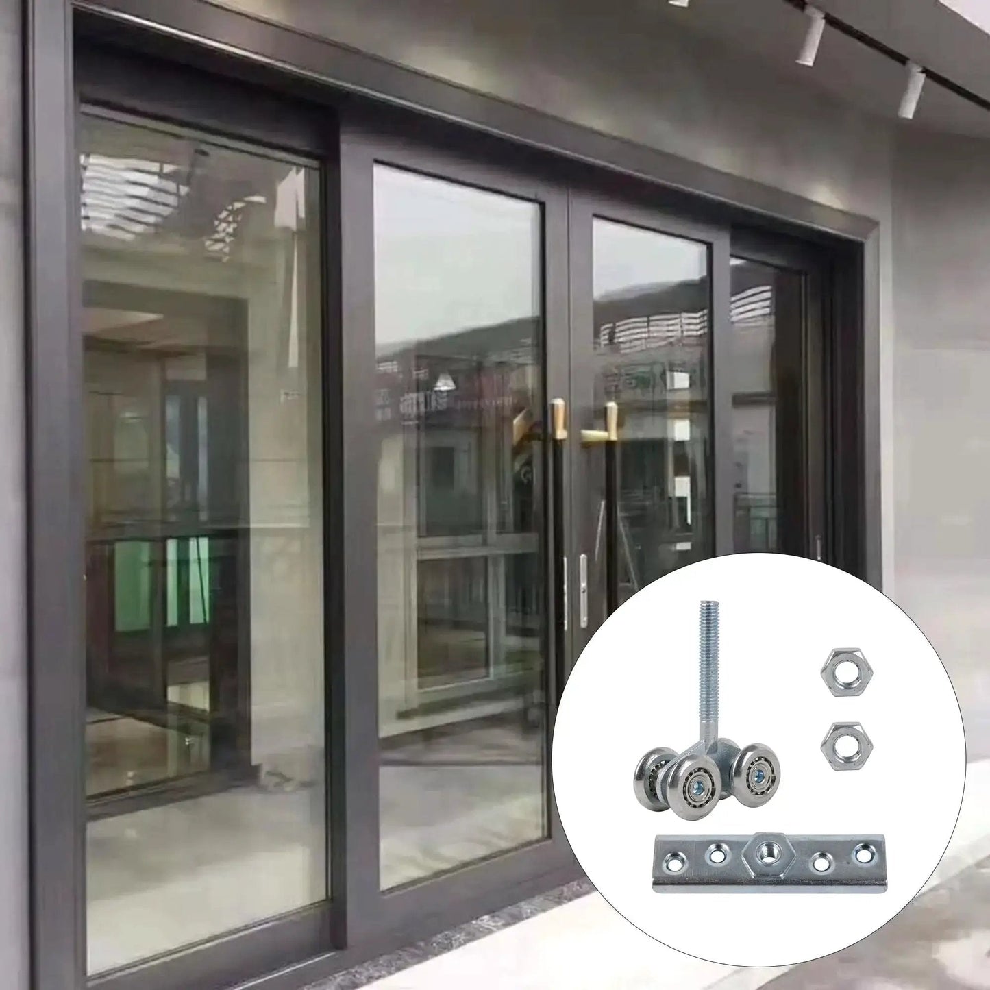 Installed 24mm Wheel Dia Steel Rail Hanging Trolley Wheel Sliding Track Roller With 90kg Load Bearing And Nuts H4 3 Adjustable Alignment on doors