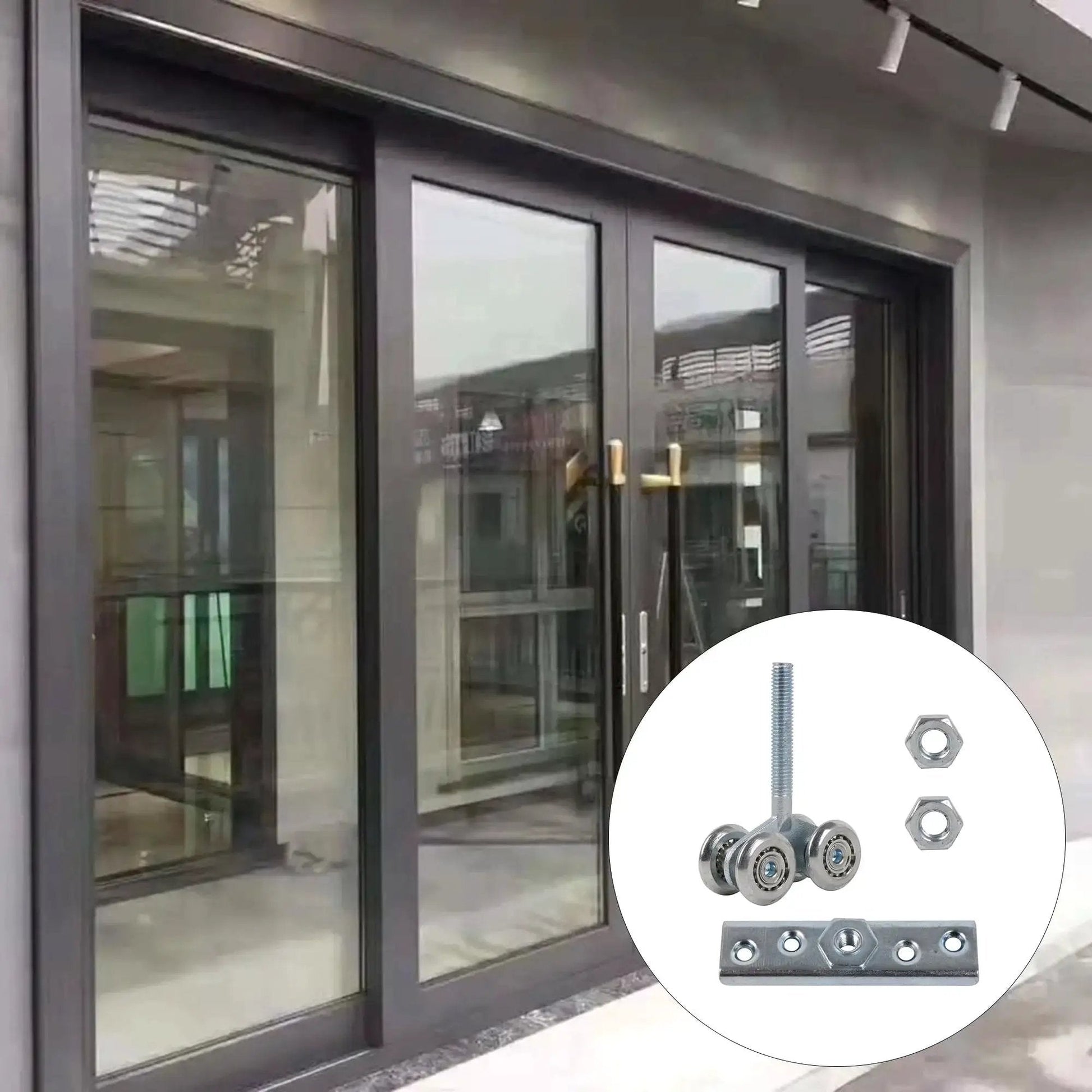 Installed 24mm Wheel Dia Steel Rail Hanging Trolley Wheel Sliding Track Roller With 90kg Load Bearing And Nuts H4 3 Adjustable Alignment on doors