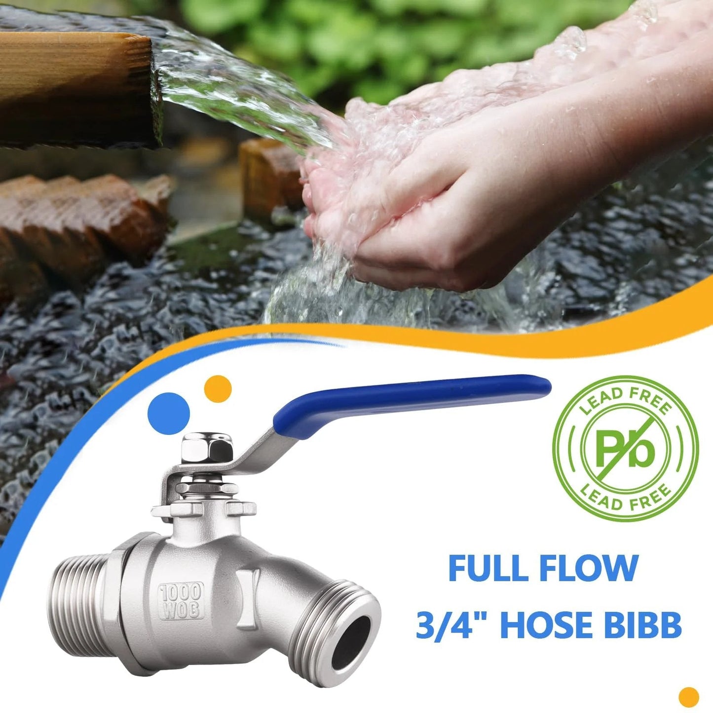 Heavy Duty 304 Stainless Steel Hose Bibb Outdoor Faucet Three Quarter Inch NPT To Three Quarter Inch GHT Male Threads Lead Free