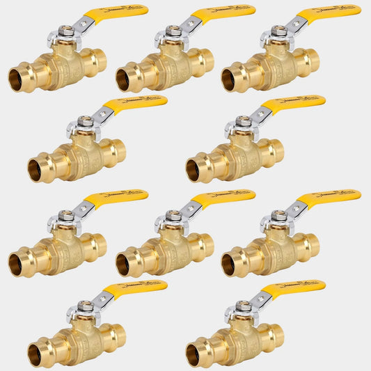 Three Quarter Inch ProPress Ball Valve Kit With EPDM O Ring For Copper Tubing Ten Pack Heavy Duty One Quarter Turn Full Port Shut Off Valves Low Break Torque 250 PSI Rated Press Connections ABBIEMO