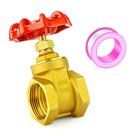 2 Inch Brass Gate Valve With Wheel Handle For Water Oil Gas, Pro Grade Beefy Heavy Duty Industrial Sluice Valve, Female To Female Threads, Full Bore Design For Smooth Flow And Easy Operation