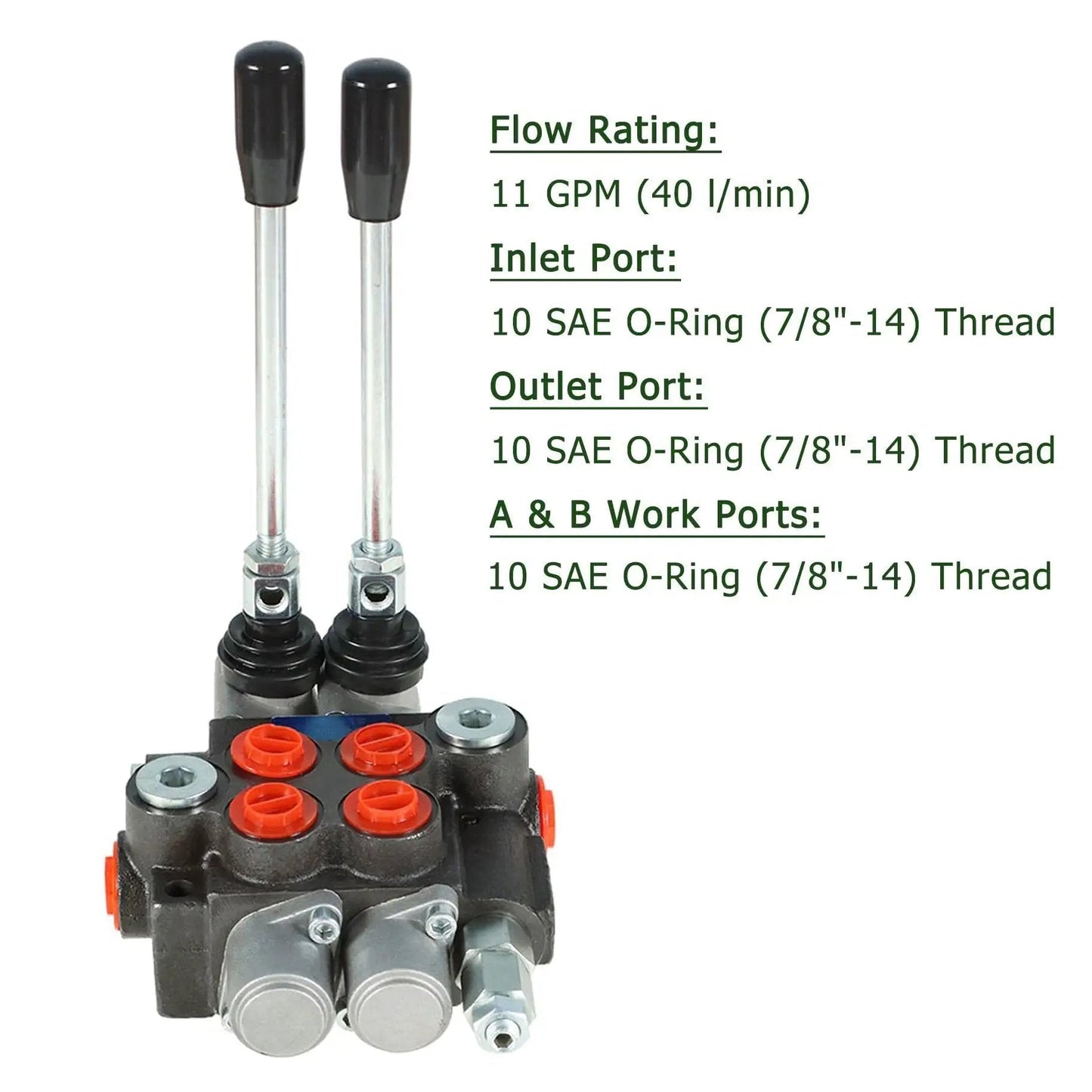 Double Acting Hydraulic Directional Control Valve With Joystick For Small Tractors, 2 Spool, 11 GPM Flow, 3625 PSI Max
