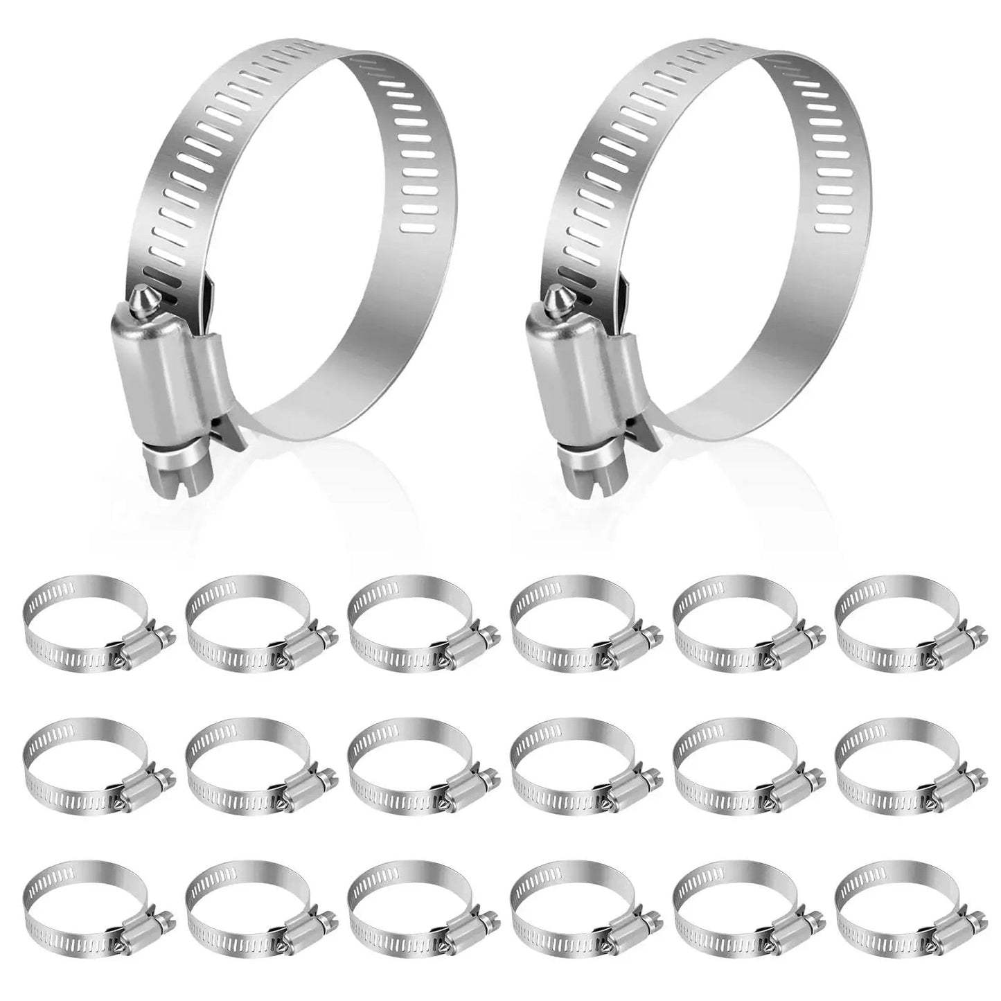 20 Pack Stainless Steel Hose Clamps For One And A Half To Two And A Half Inch Hoses Adjustable Worm Gear Clamp Kit for plumbing use