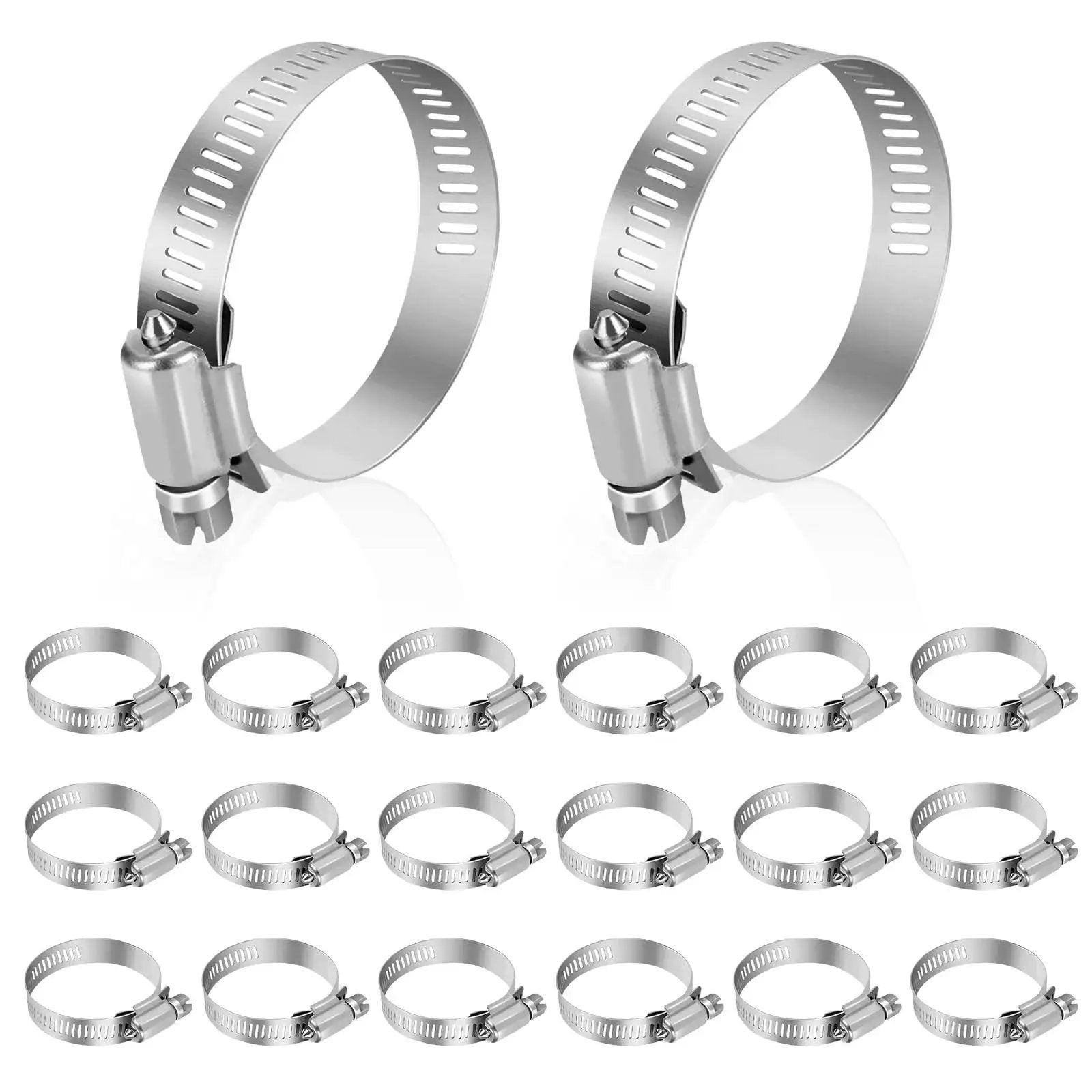 20 Pack Stainless Steel Hose Clamps For One And A Half To Two And A Half Inch Hoses Adjustable Worm Gear Clamp Kit for plumbing use