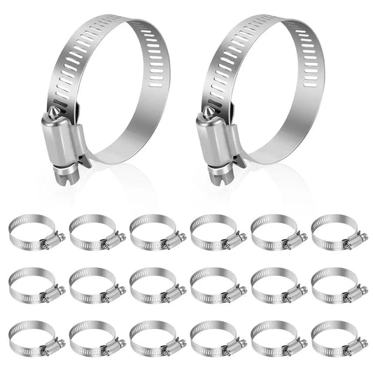 20 Pack Stainless Steel Hose Clamps For One And A Half To Two And A Half Inch Hoses Adjustable Worm Gear Clamp Kit for plumbing use